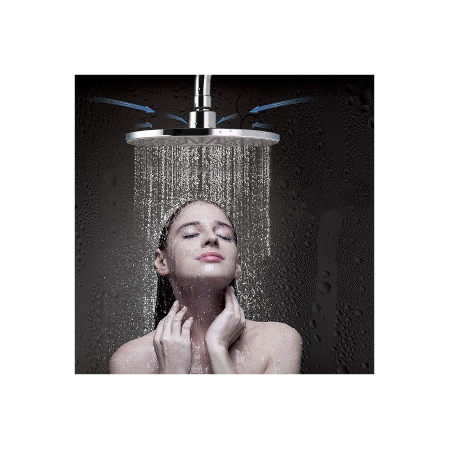 Chrome Bathroom Shower Round Shower Head Replacement Polished High Pressure Shower Head 8 Inch Rain Shower Head Adjustable Bathroom Shower Head