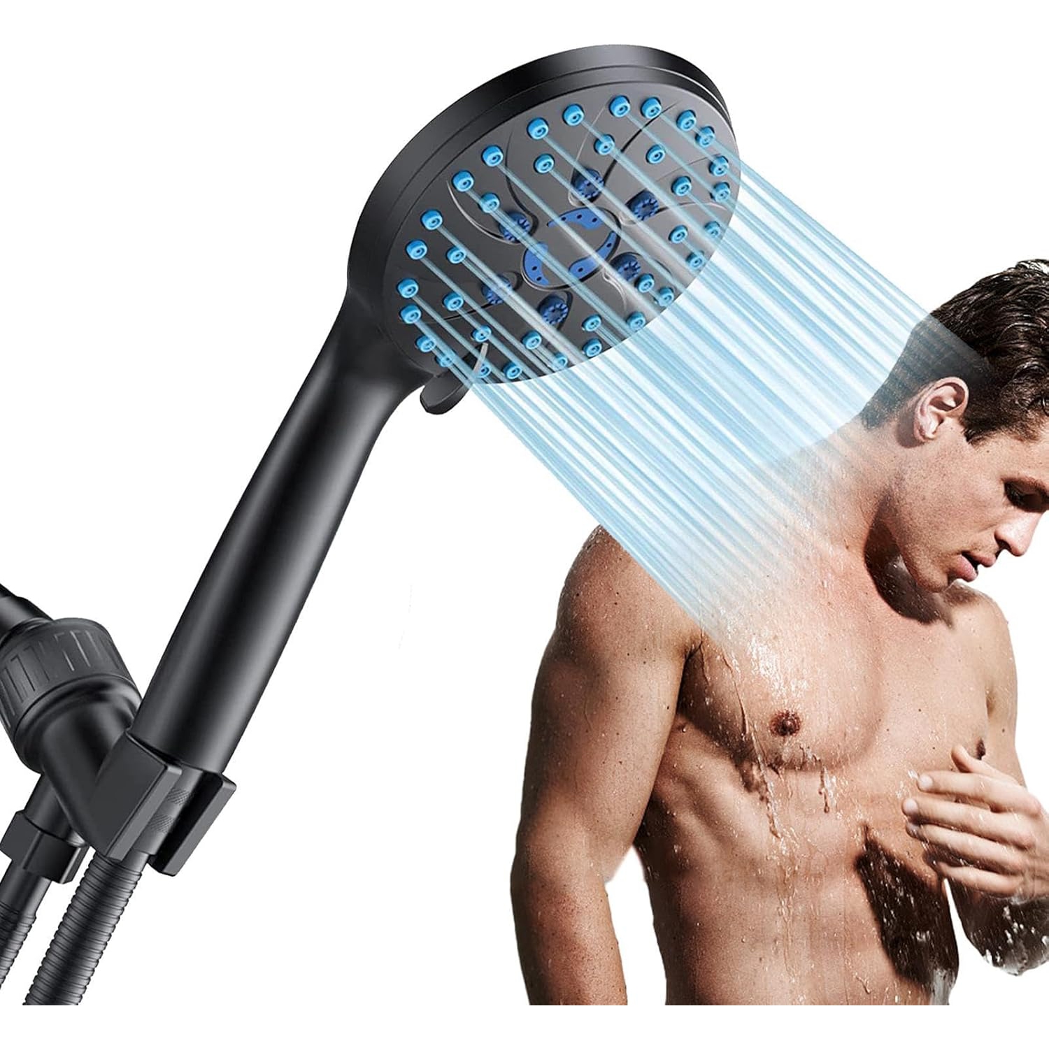 Shower head accessories High pressure shower head | Handheld shower head with tube Powerful shower head Shower head black + 1.5m hose + American