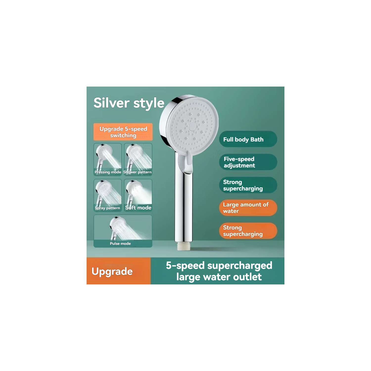 handheld shower, high pressure shower, handheld shower booster shower hose shower head handheld shower head + 1.5m hose