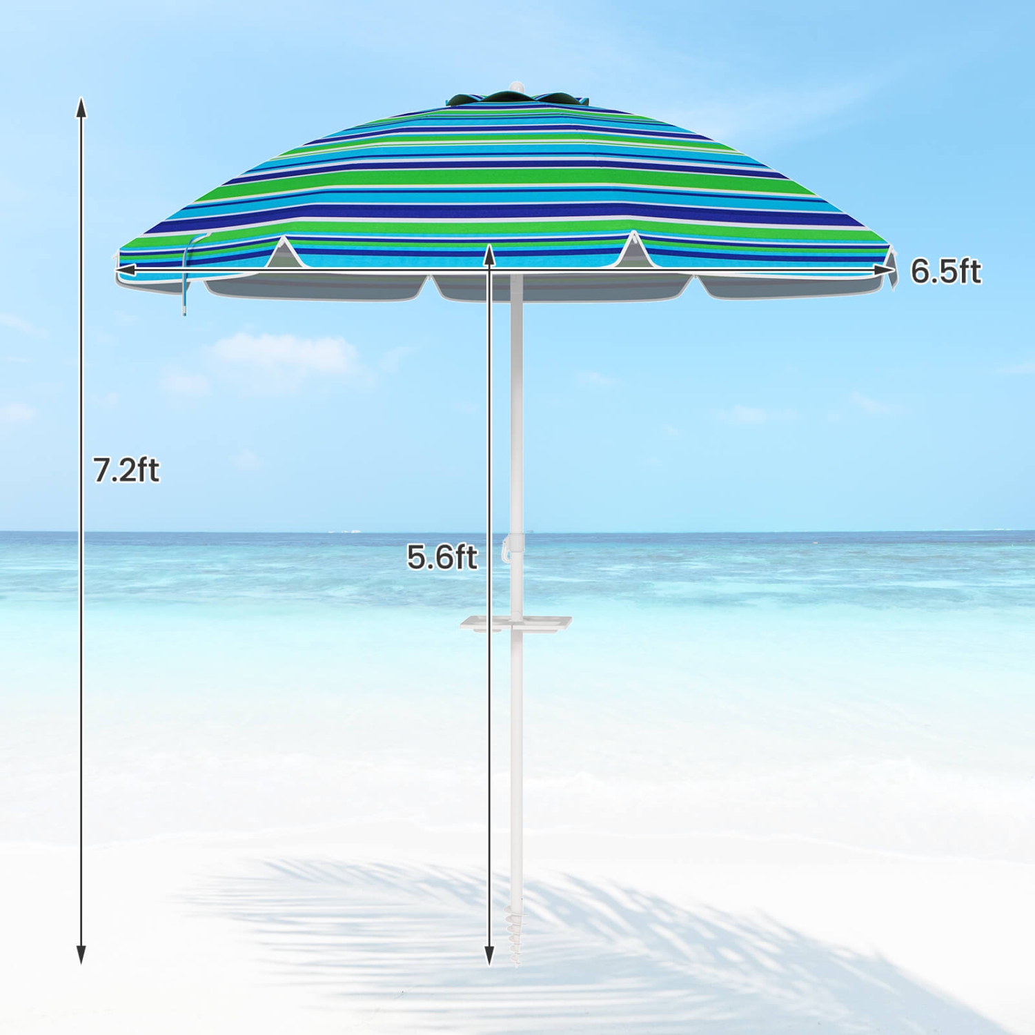 Costway 7.2 FT Portable Beach Umbrella Tilt Sand Anchor Cup Holder W/Carry Bag