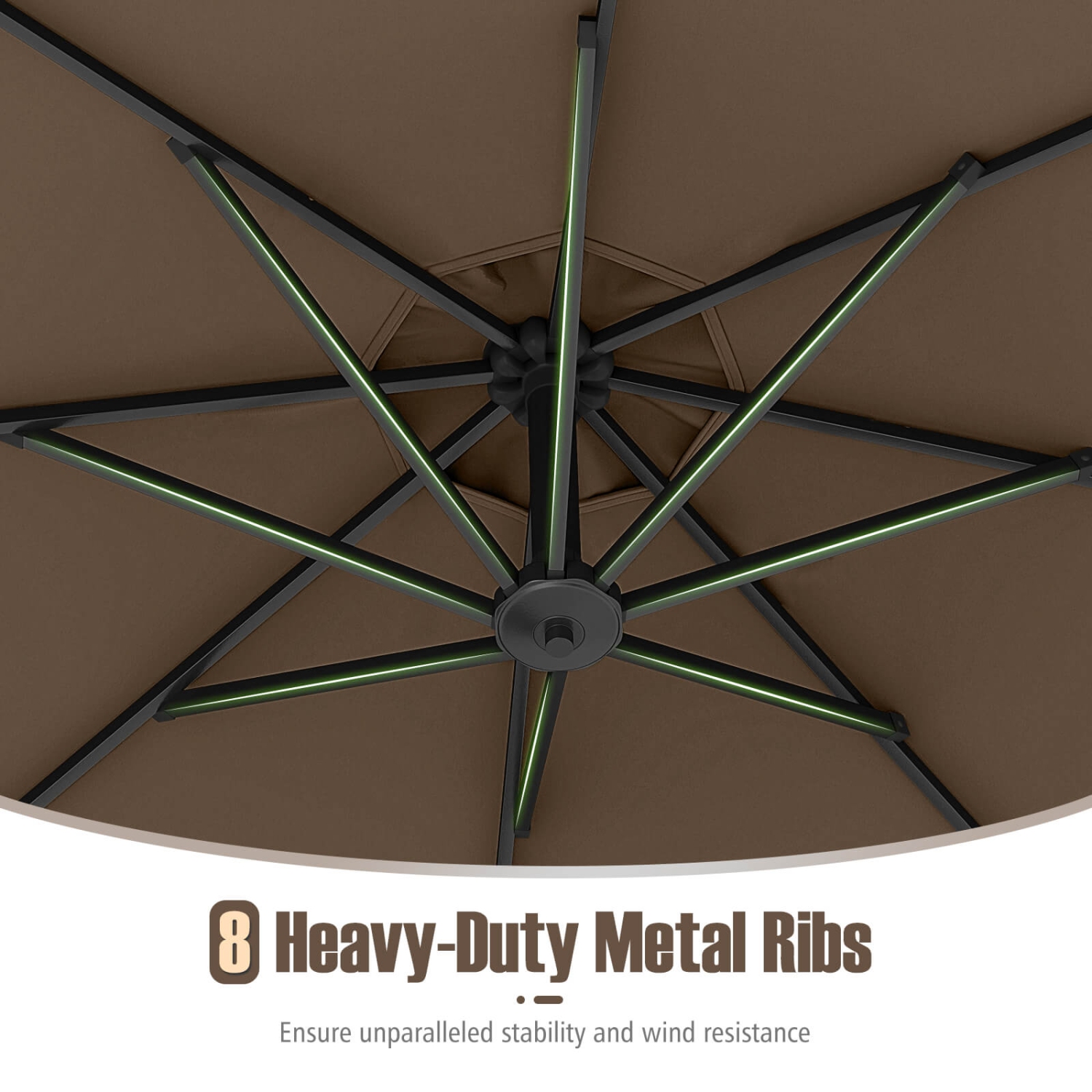 Parasol suspendu décalé de 10 pi de Costway avec base Parasol en porte-à-faux de patio, rotation de 360° Brun/Turquoise/Beige/Gris/Rouge