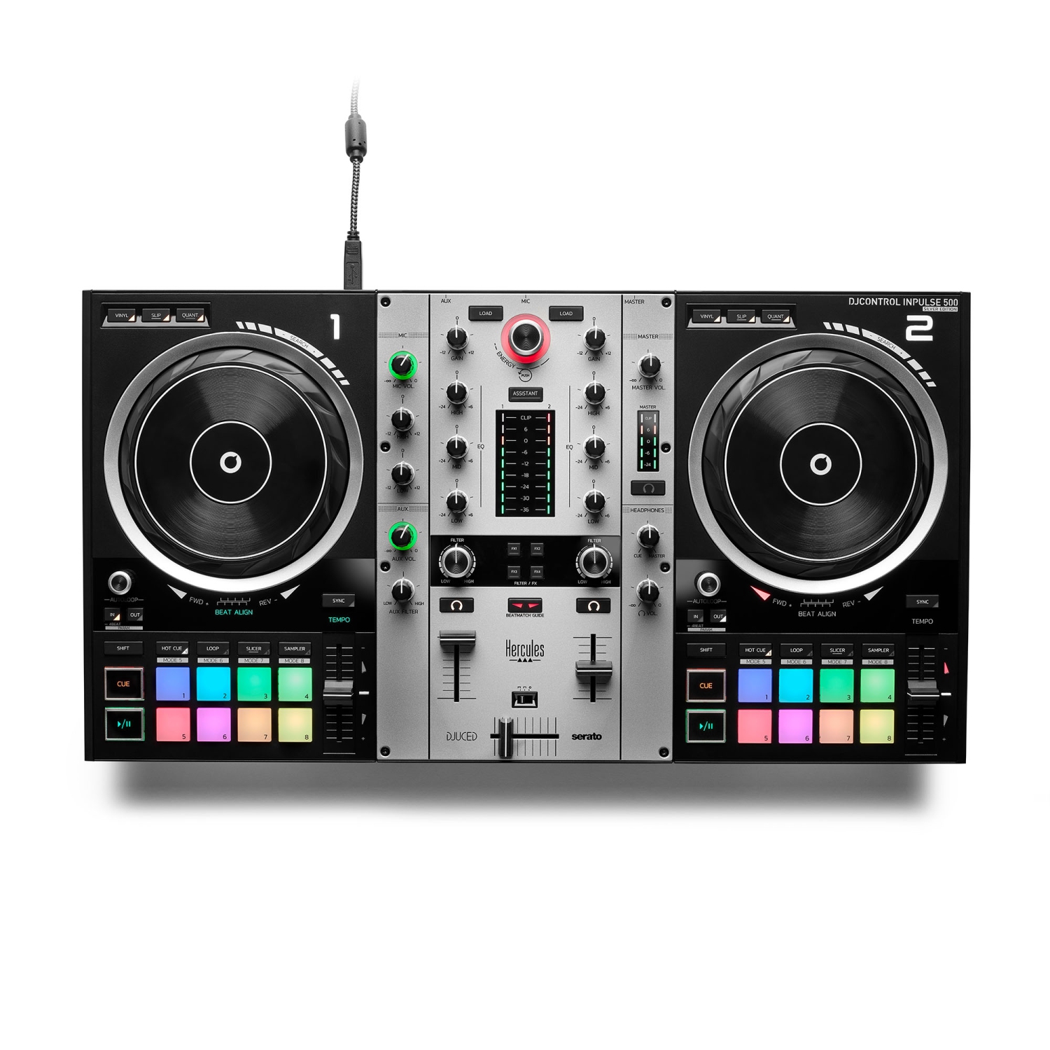 Hercules DJControl Inpulse 500 Silver Edition 2-Channel DJ Controller w/DJUCED