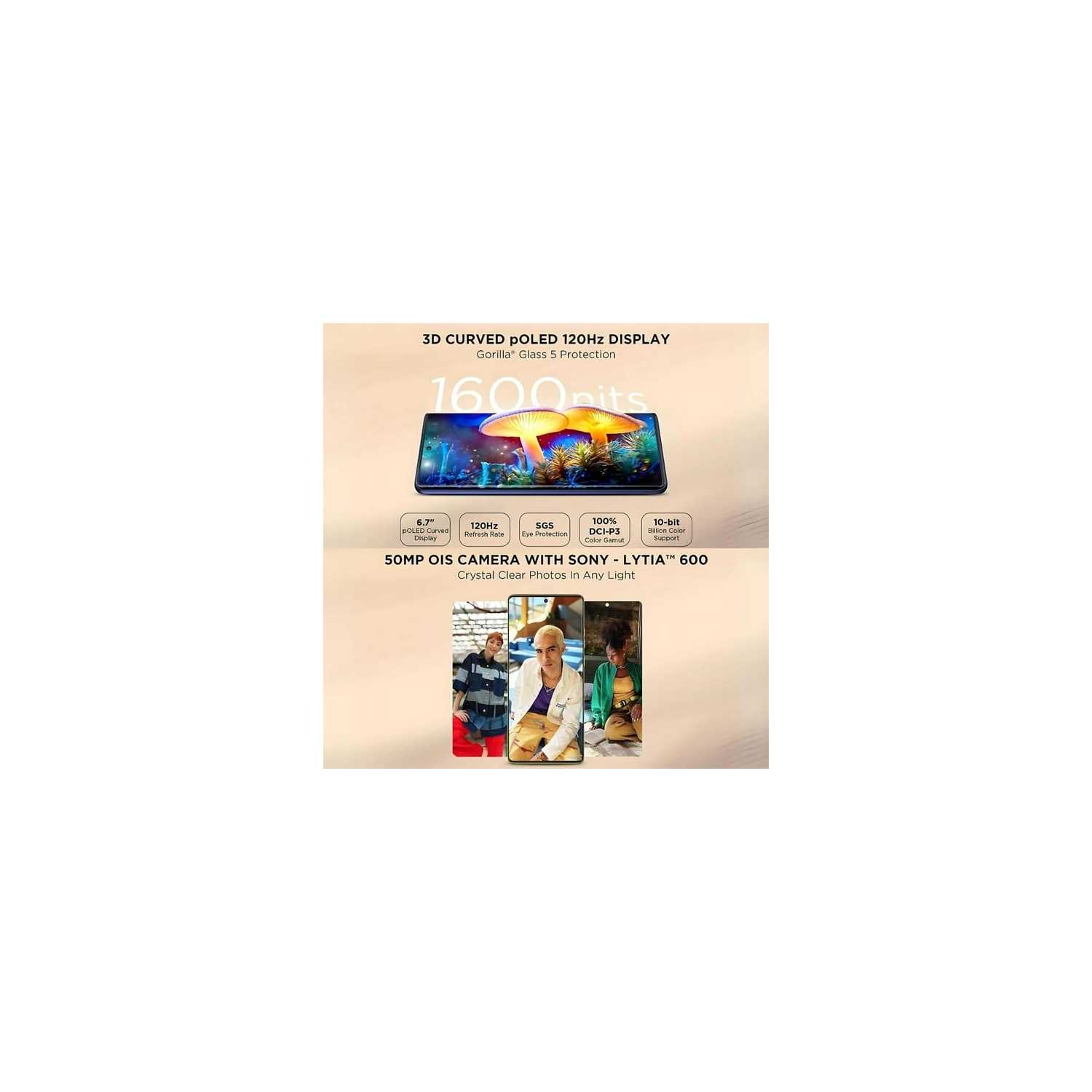 Moto G85 5G 256&nbsp;Go + mémoire vive 12&nbsp;Go | Écran incurvé P-OLED 120 Hz 6,67&nbsp;po 3D | Téléphone intelligent déverrouillé à deux cartes