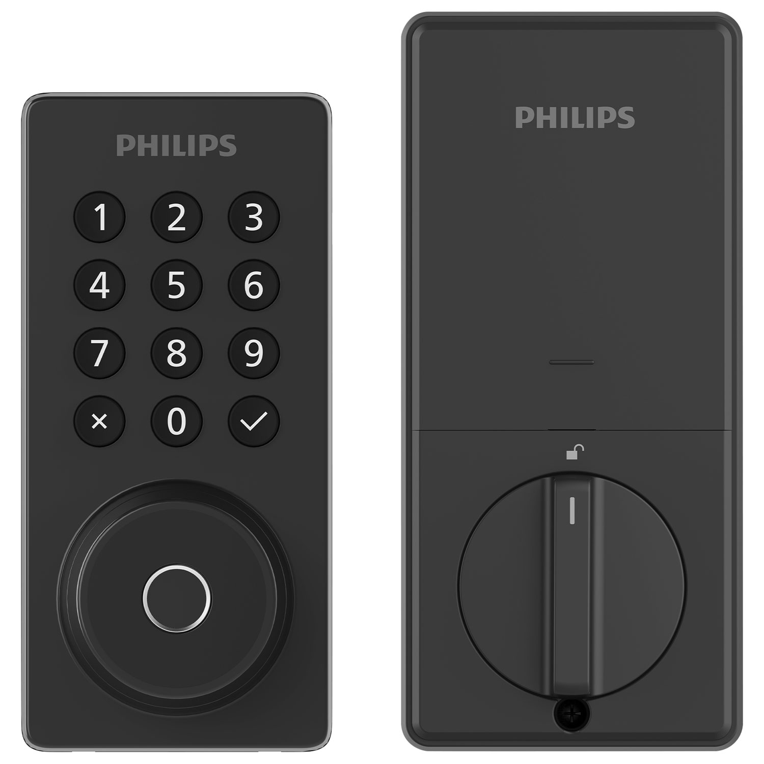 Serrure intelligente Wi-Fi à pêne dormant et lecteur d'empreintes digitales série 4200 de Philips - Noir mat