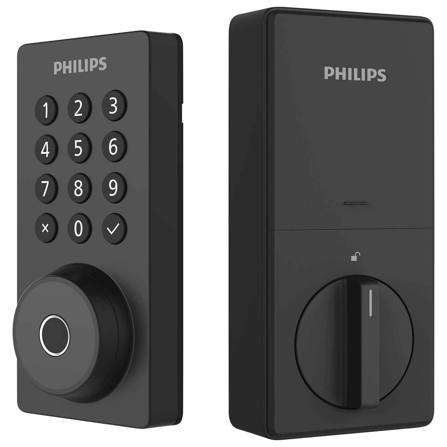 Serrure intelligente Wi-Fi à pêne dormant et lecteur d'empreintes digitales série 4200 de Philips - Noir mat