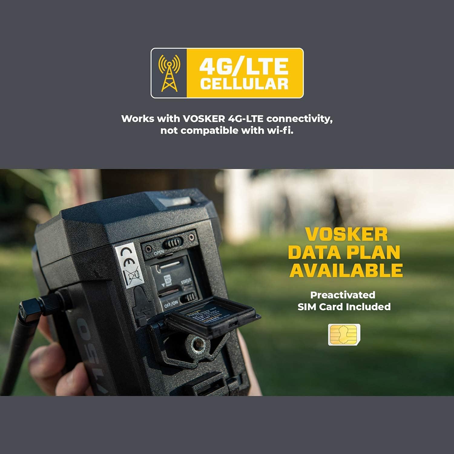 VOSKER V150 TWIN PACK Caméra de sécurité LTE solaire | Caméra sans fil à capteur activé par le mouvement, sans Wi-Fi | Recevez des photos sur votre