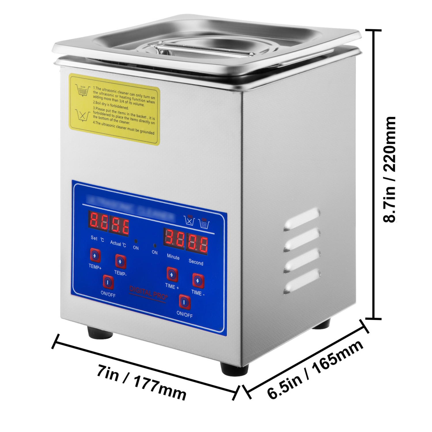 VEVOR 2L Digital Ultrasonic Parts Cleaner with Timer 40kHz Professional 304 Stainless Steel Sonic Cleaner 110V for Jewelry Watch Glasses Diamond