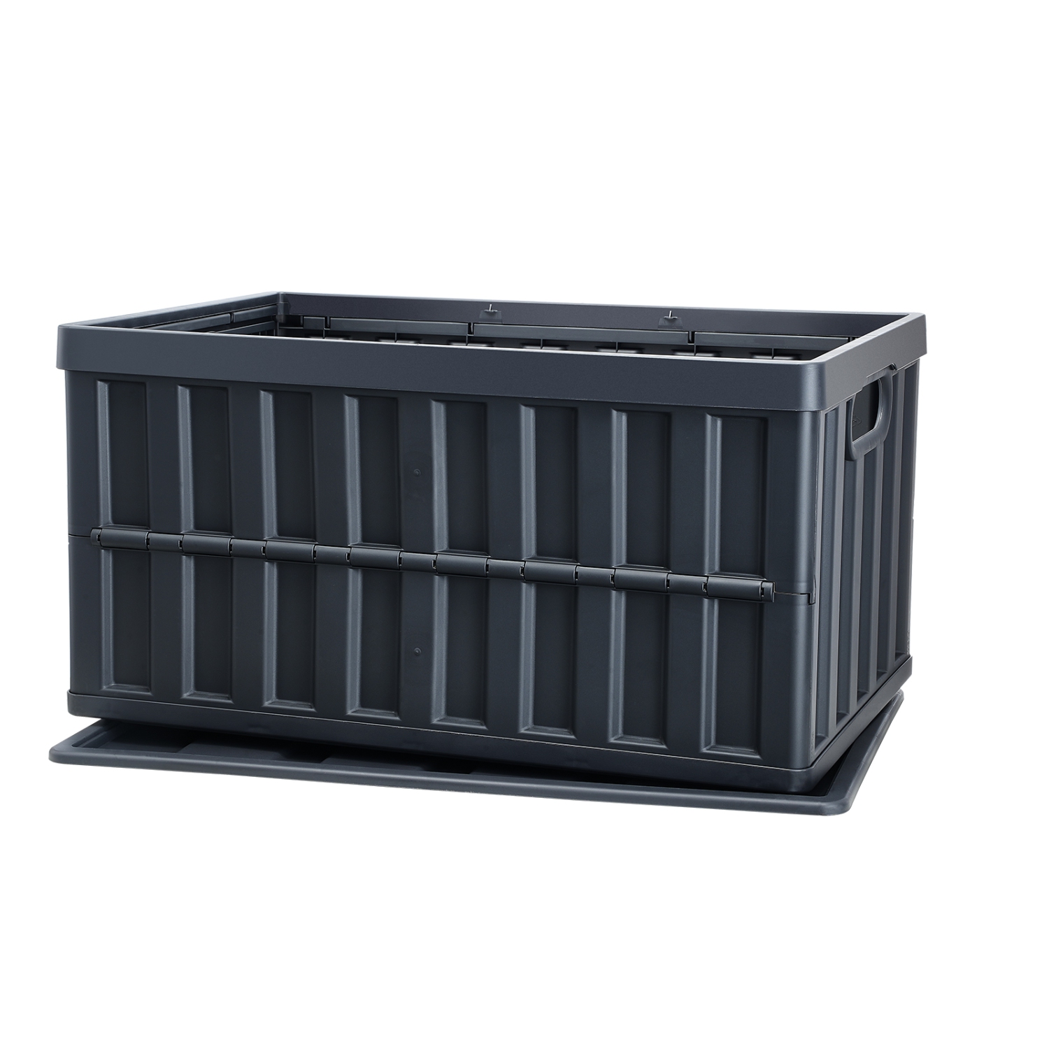 VEVOR 65L 3 Packs Collapsible Storage Bins with Lids, Folding Plastic Stackable Utility Crates with Handles, Large Heavy Duty Containers for Clothes,