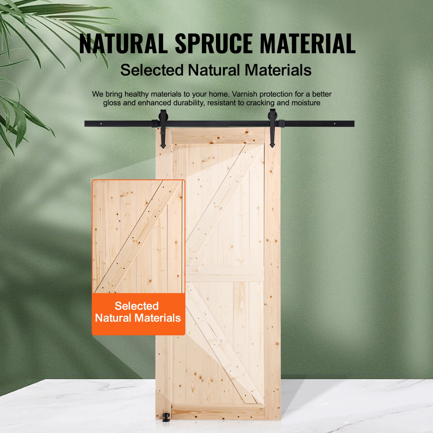 VEVOR 36" x 84" Barn Door and Hardware Kit, Wood Sliding Barn Door, Smoothly and Quietly, Barn Door Kit with 8-in-1 Floor Guide and Door Handle,