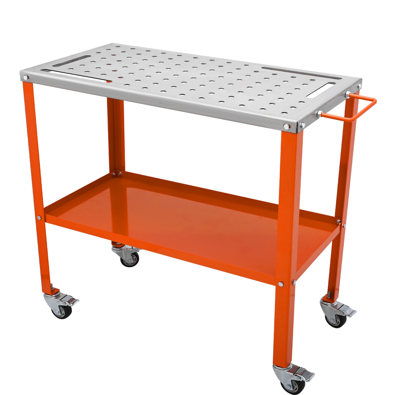 VEVOR 36" x 18" Welding Table, 1200lbs Load Capacity Steel Welding Workbench Table on Wheels, Portable Work Bench with Braking Lockable Casters,4