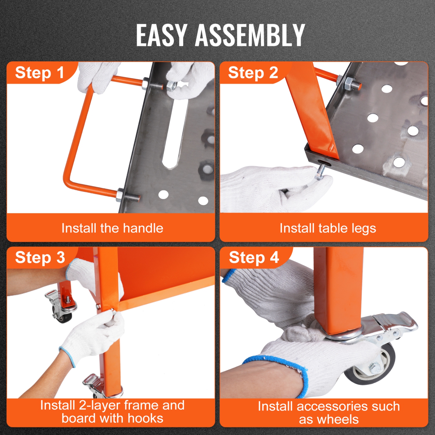 VEVOR 36" x 18" Welding Table, 1200lbs Load Capacity Steel Welding Workbench Table on Wheels, Portable Work Bench with Braking Lockable Casters,4