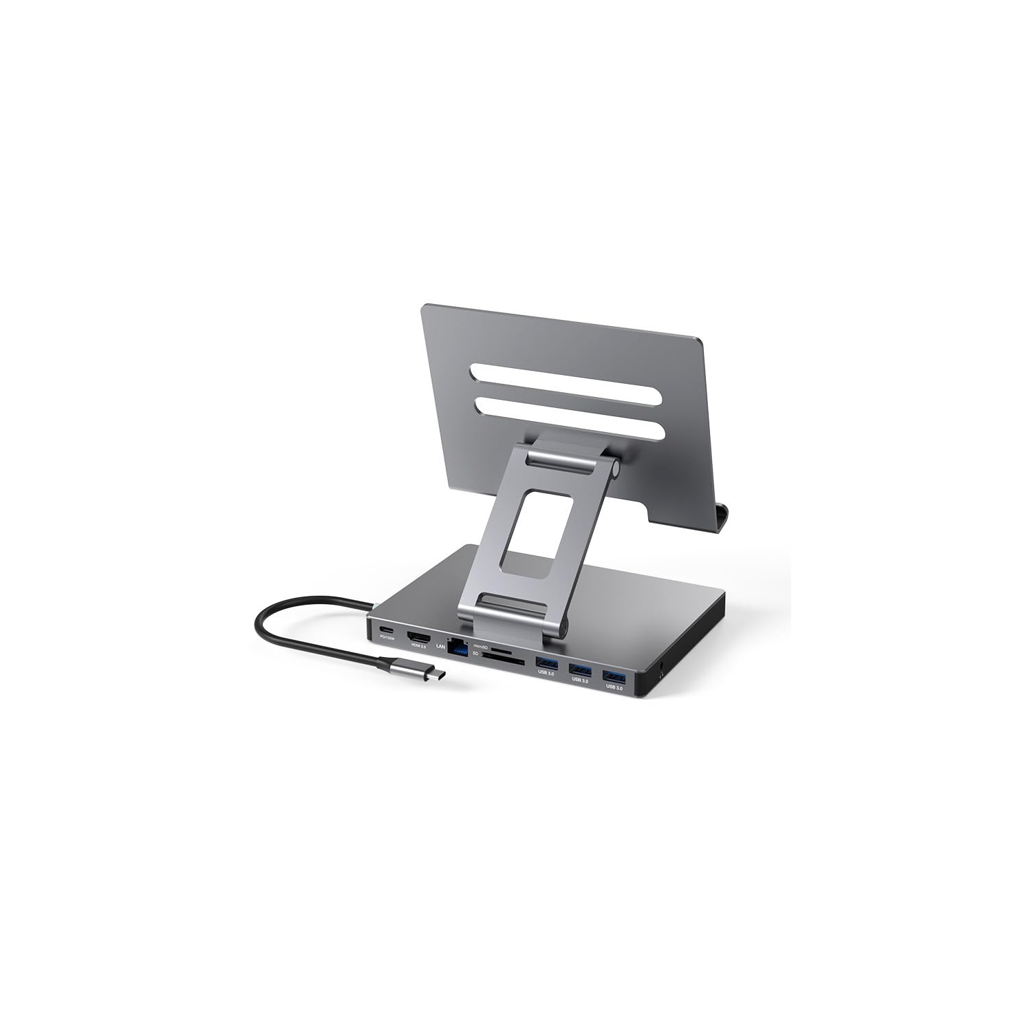 Support de concentrateur USB-C pour iPad Pro, adaptateur 9-en-1 pour iPad Pro M4 M2 de 13 12,9 11&nbsp;po Station d'accueil pliable