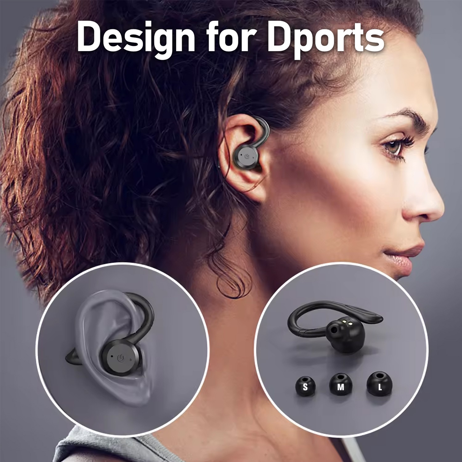 Écouteurs sport sans fil Bluetooth, écouteurs boutons stéréo 100 % sans fil, écouteurs boutons pour la course sportive