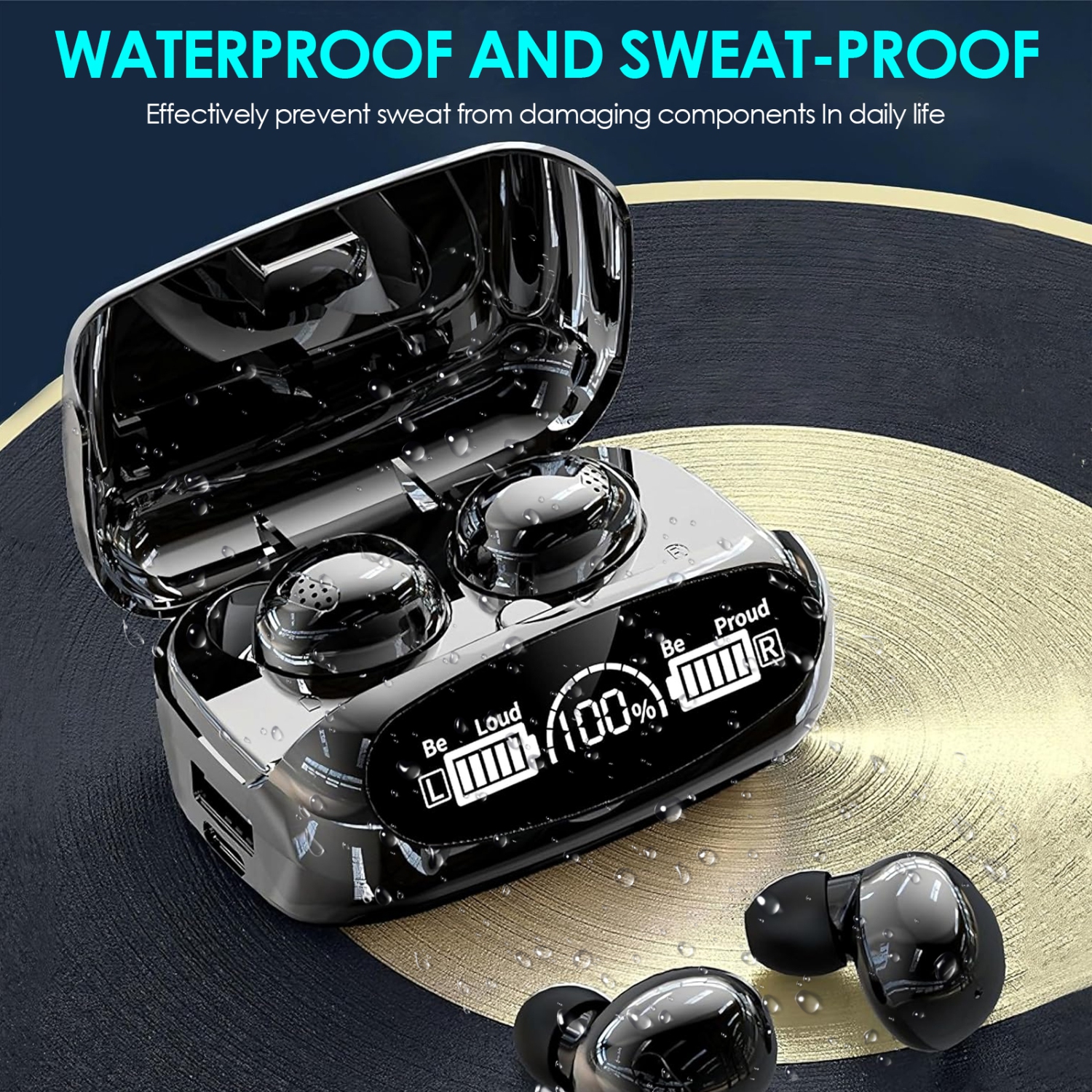 Écouteurs Bluetooth TWS, écouteurs tactiles sans fil, écouteurs de jeu étanches avec écran LED pour la maison et les voyages