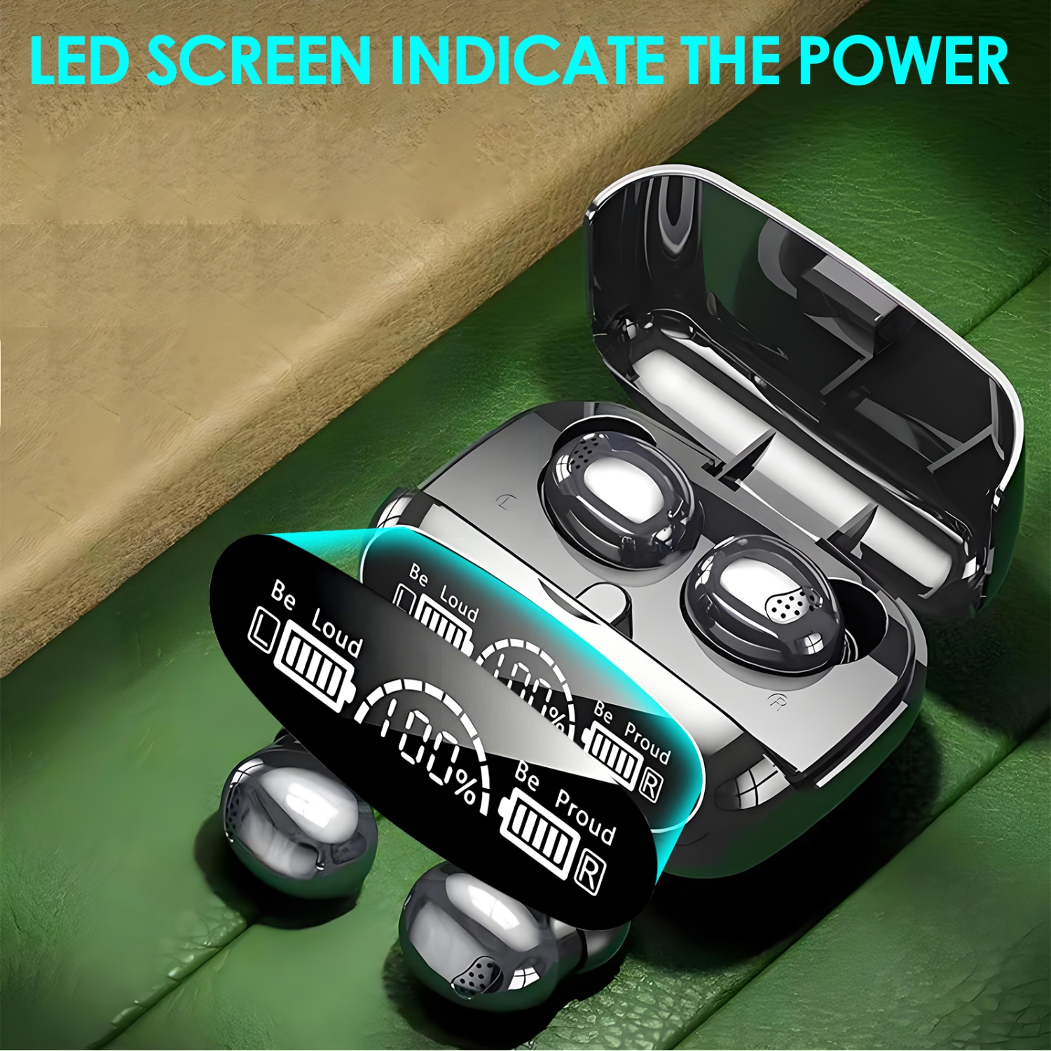 Écouteurs Bluetooth TWS, écouteurs tactiles sans fil, écouteurs de jeu étanches avec écran LED pour la maison et les voyages