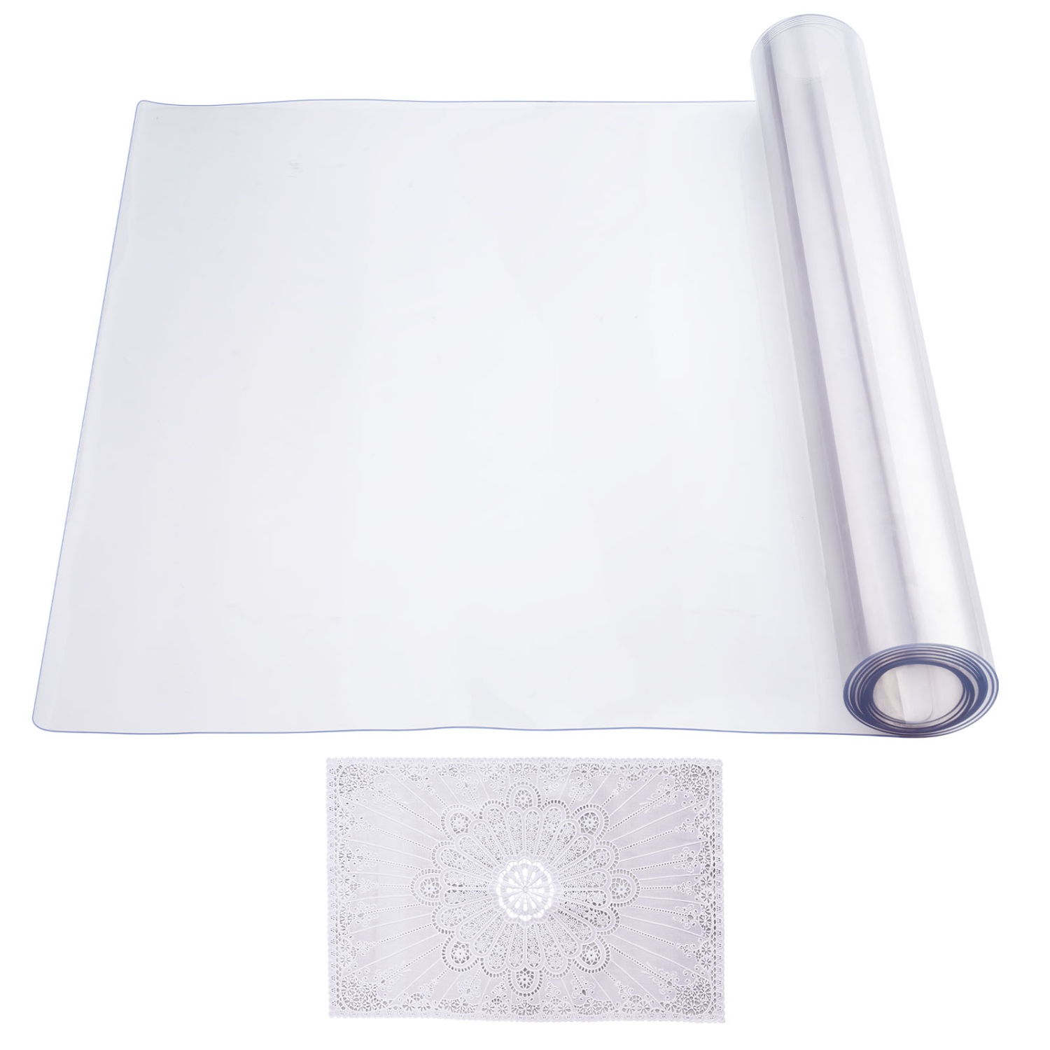 VEVOR 24 x 96 Inch Plastic Table Cover, 1.5 mm Thick Clear Table Protector, Rectangle PVC Desk Mat, Waterproof & Easy Cleaning Desk Pad Tablecloth,