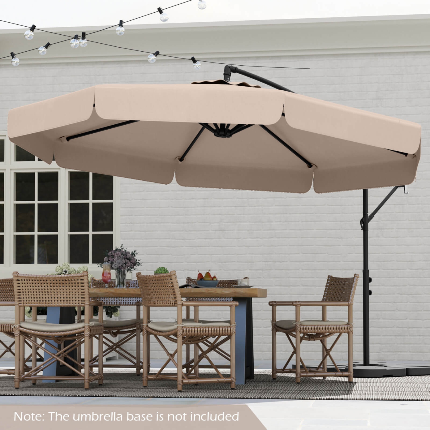 Costway 10 FT Offset Hanging Umbrella Patio Cantilever Umbrella with Cover Beige/Gray/Navy/Turquoise/Red/Brown