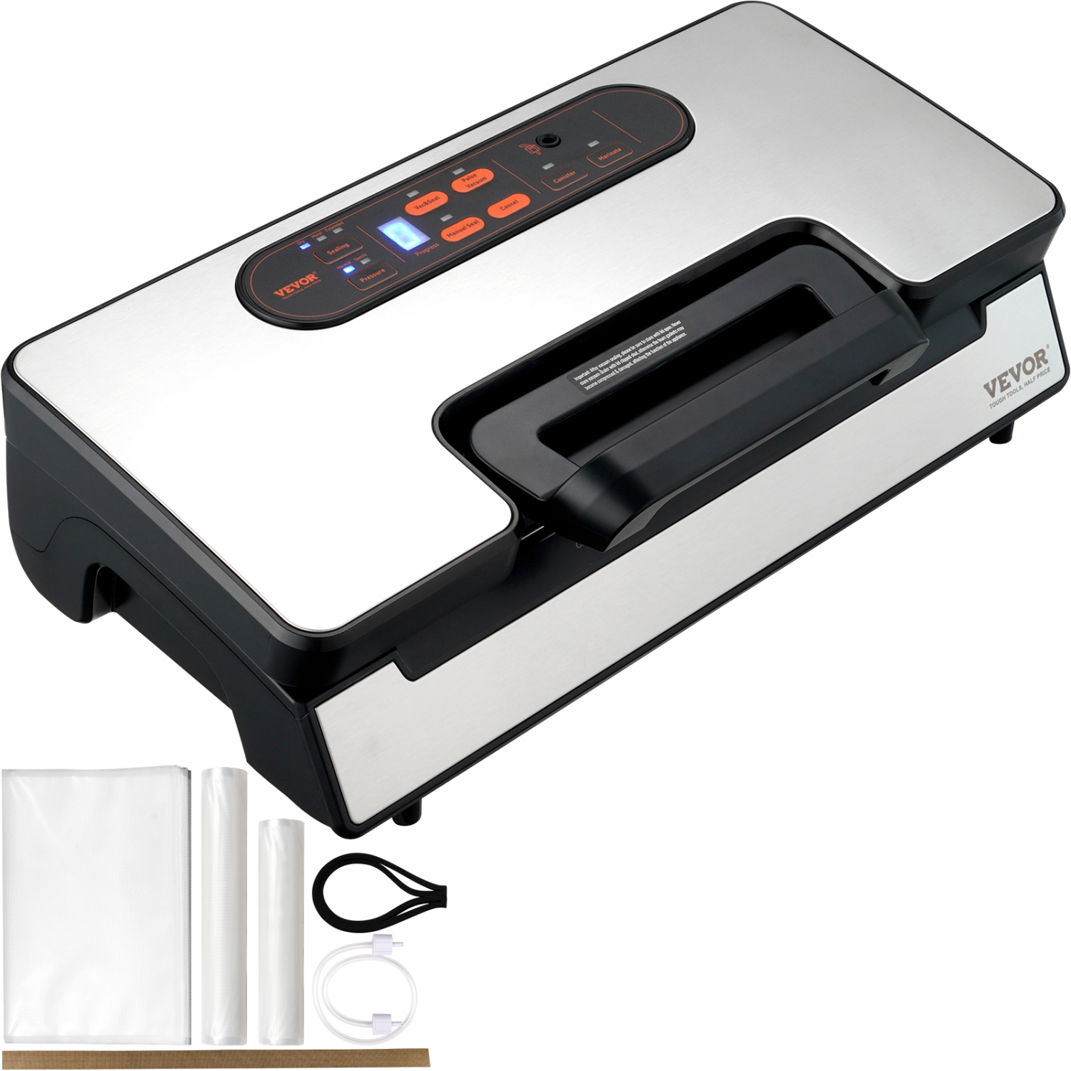 VEVOR 90Kpa 130W Vacuum Sealer Machine, Powerful Dual Pump and Dual Sealing, Dry and Moist Food Storage, Automatic and Manual Air Sealing System with