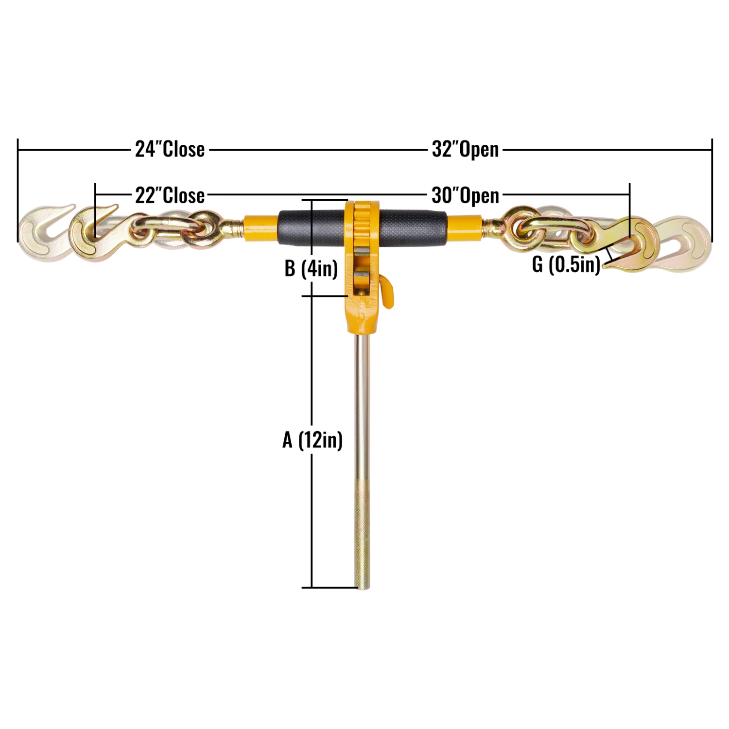 VEVOR 4PCS Ratchet Chain Binder, 5/16"-3/8" Heavy Duty Load Binders, with G80 Hooks 7,100 lbs Secure Load Limit, Labor-saving Anti-skid Handle, Tie