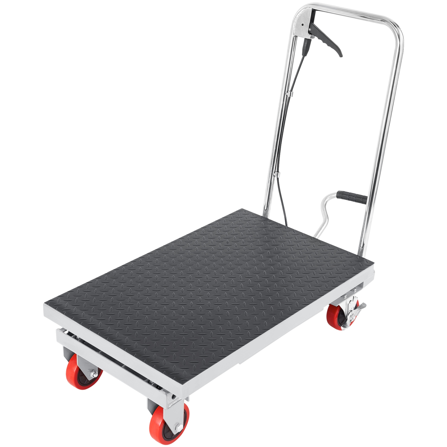 VEVOR Hydraulic Lift Table Cart, 500lbs Capacity 28.5" Lifting Height, Manual Single Scissor Lift Table with 4 Wheels and Non-slip Pad, Hydraulic