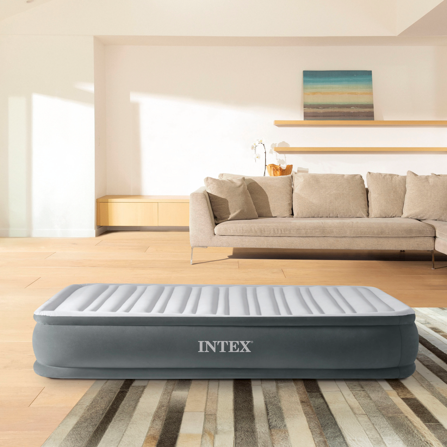 Intex Twin Comfort-Plush Airbed With Fiber-Tech