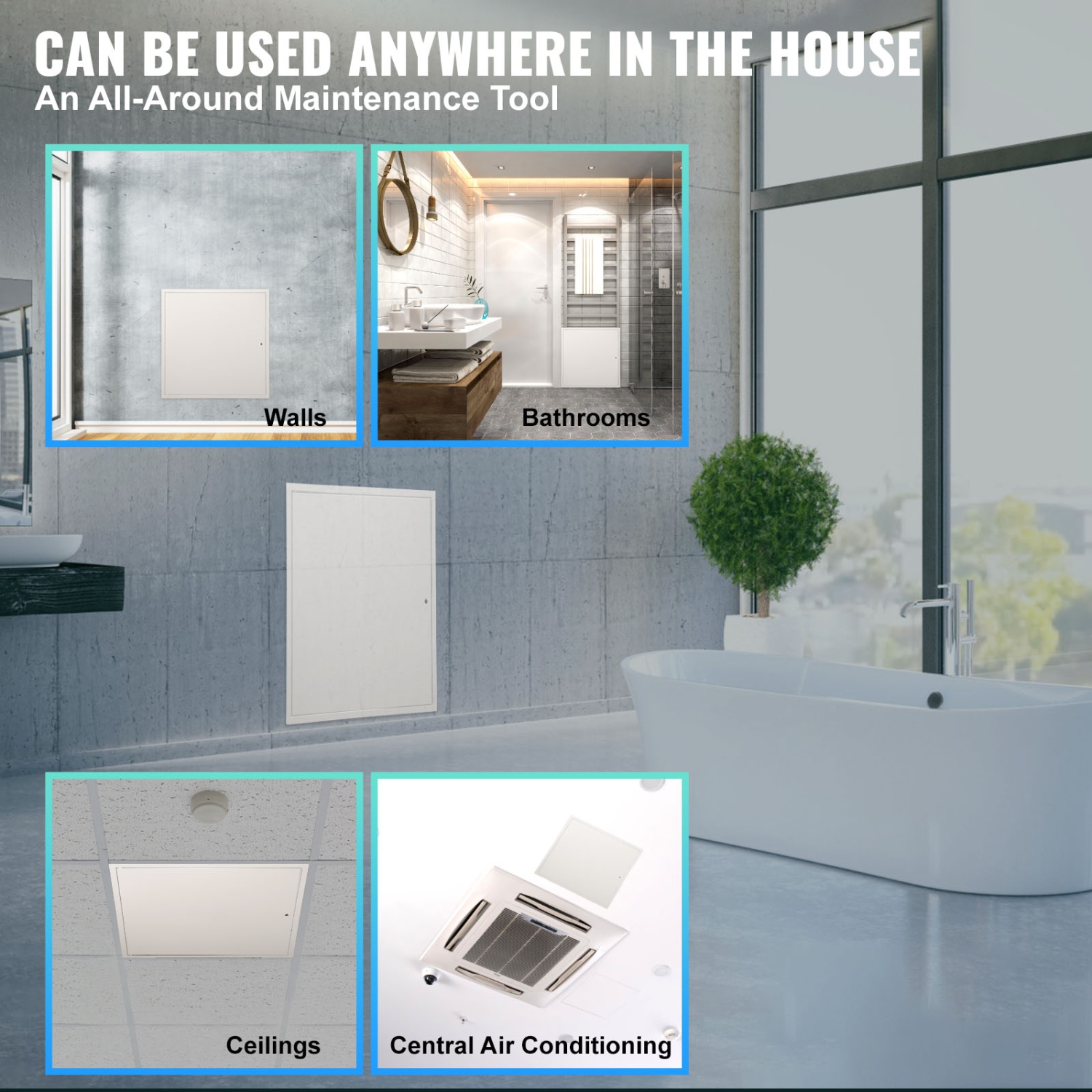 VEVOR 24 x 24 Inch Access Panel for Drywall & Ceiling, Plumbing Access Panels, Reinforced Access Door, Heavy-Duty Steel Wall Hole Cover, Easy Install