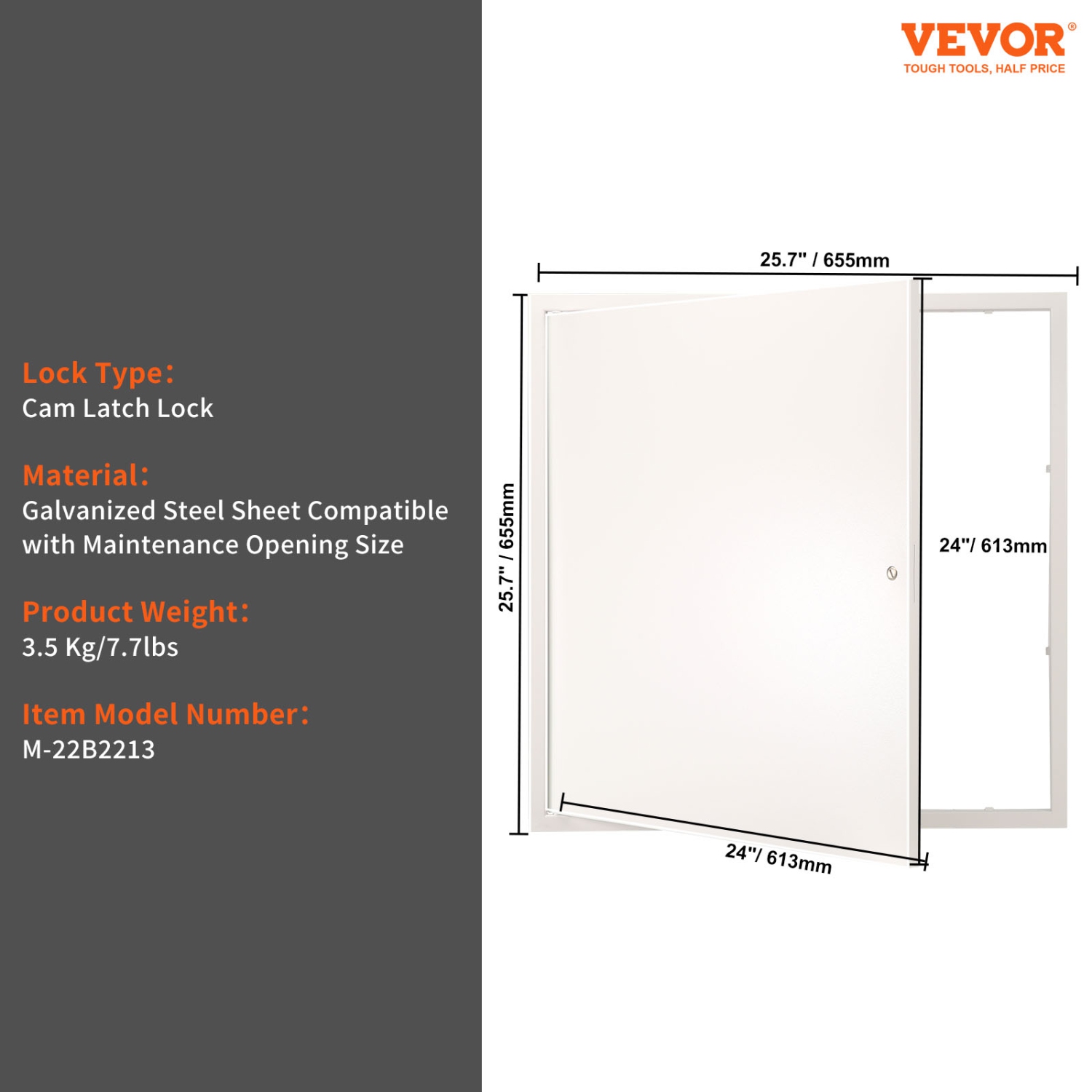VEVOR 24 x 24 Inch Access Panel for Drywall & Ceiling, Plumbing Access Panels, Reinforced Access Door, Heavy-Duty Steel Wall Hole Cover, Easy Install