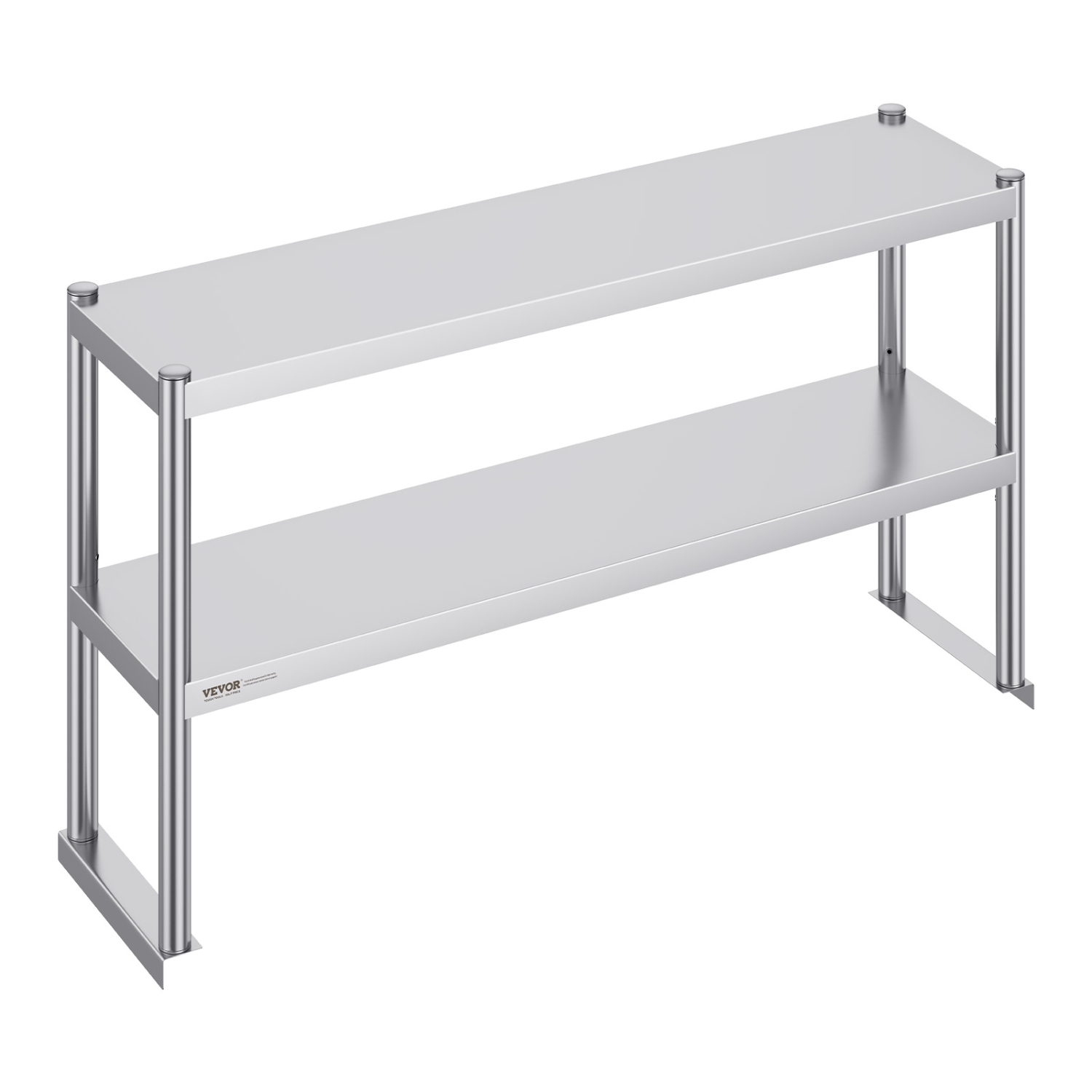 VEVOR 12 x 48 Inch Double Overshelf, Double Tier Stainless Steel Overshelf, Double Deck Overshelf, Height Adjustable Overshelf Prep Work Table for