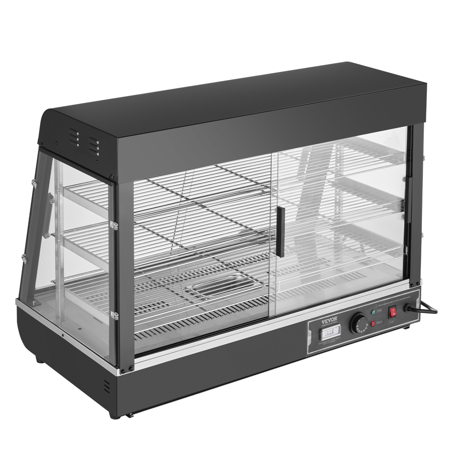 VEVOR 3-Tier Commercial Food Warmer Display,1500W Display Warmer with Light, Shelf and Temperature Display, 86℉~185℉ Steam Heating, 130L for