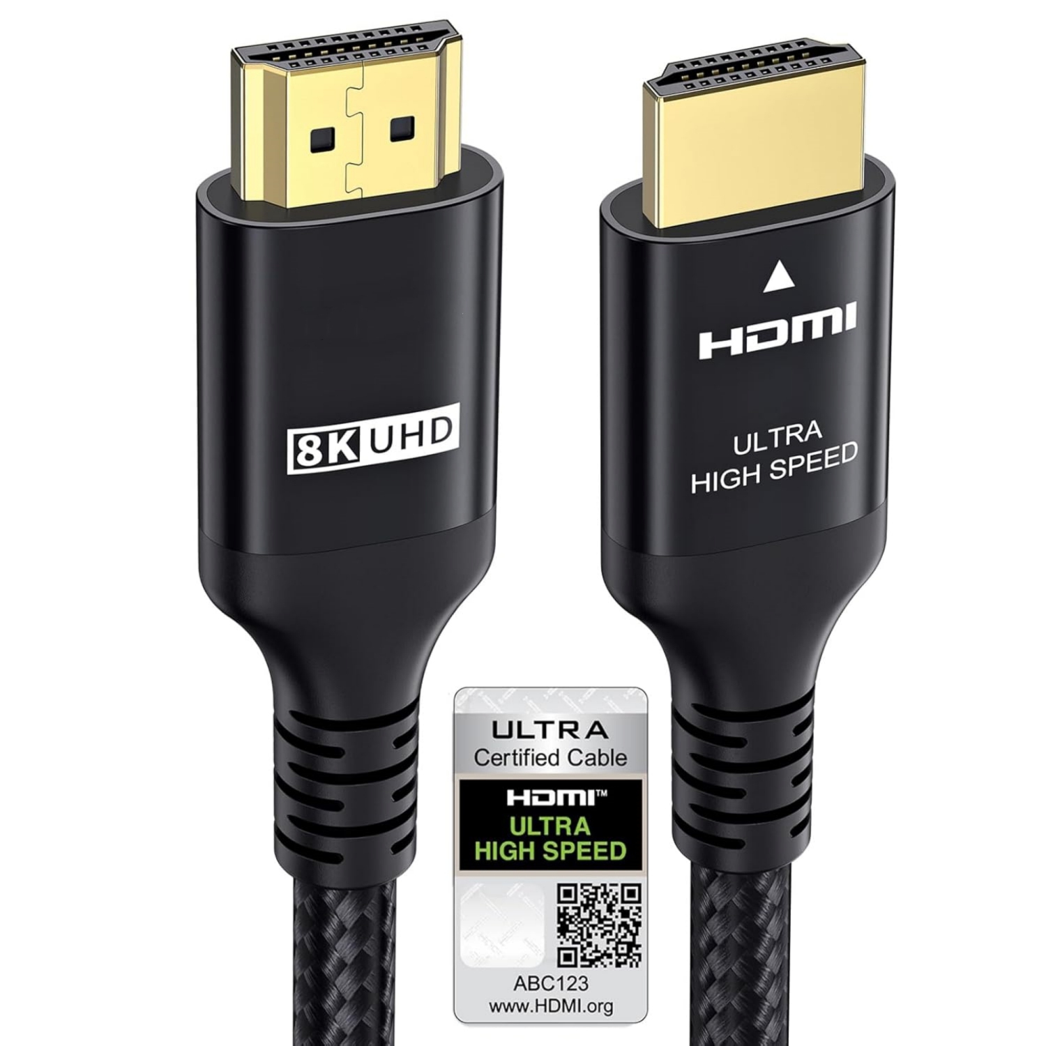 50FT/15M HDMI 2.1 Cable 48Gbps, 8K@60Hz 4K@120Hz 144Hz Ultra High Speed HDMI Gaming Braided Cord, eARC Compatible for HDTV/PS5 X-Box/SoundBar/Blu-ray