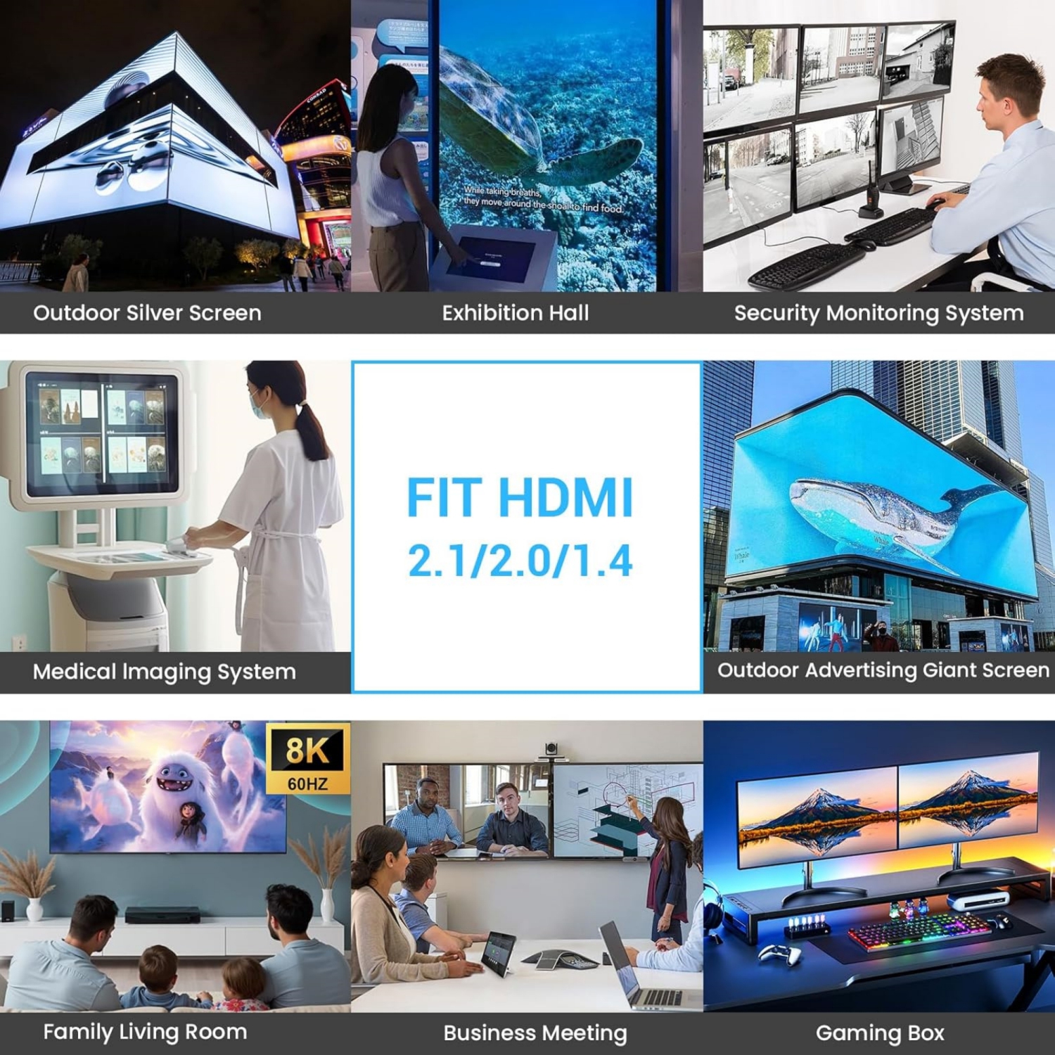 50FT/15M HDMI 2.1 Cable 48Gbps, 8K@60Hz 4K@120Hz 144Hz Ultra High Speed HDMI Gaming Braided Cord, eARC Compatible for HDTV/PS5 X-Box/SoundBar/Blu-ray