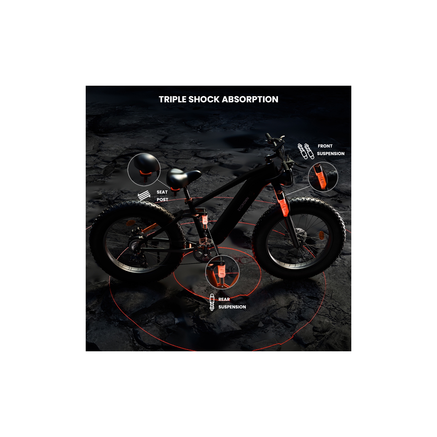 CYCROWN CycUltra Fat Tire Step Over Electric Bike - Papaya Orange