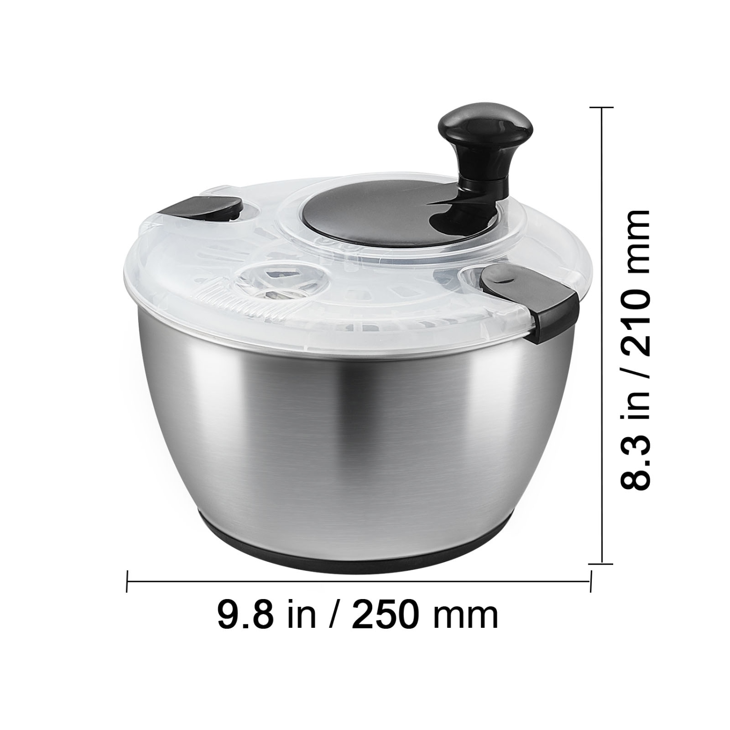 VEVOR 4.75Qt Stainless Steel Salad Spinner, One-handed Easy Press Large Vegetable Dryer Washer, Lettuce Cleaner and Dryer with 304 Stainless Steel