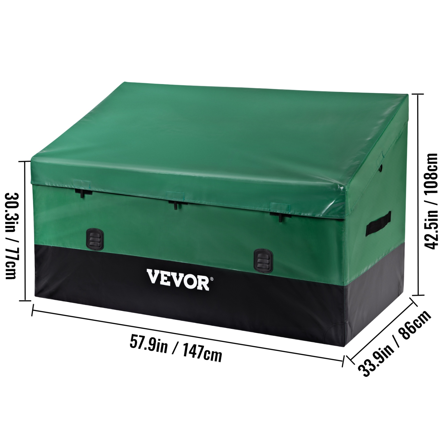 VEVOR 230 Gallon Outdoor Storage Box,Waterproof PE Tarpaulin Deck Box with Galvanized Frame, All-Weather Protection & Portable, for