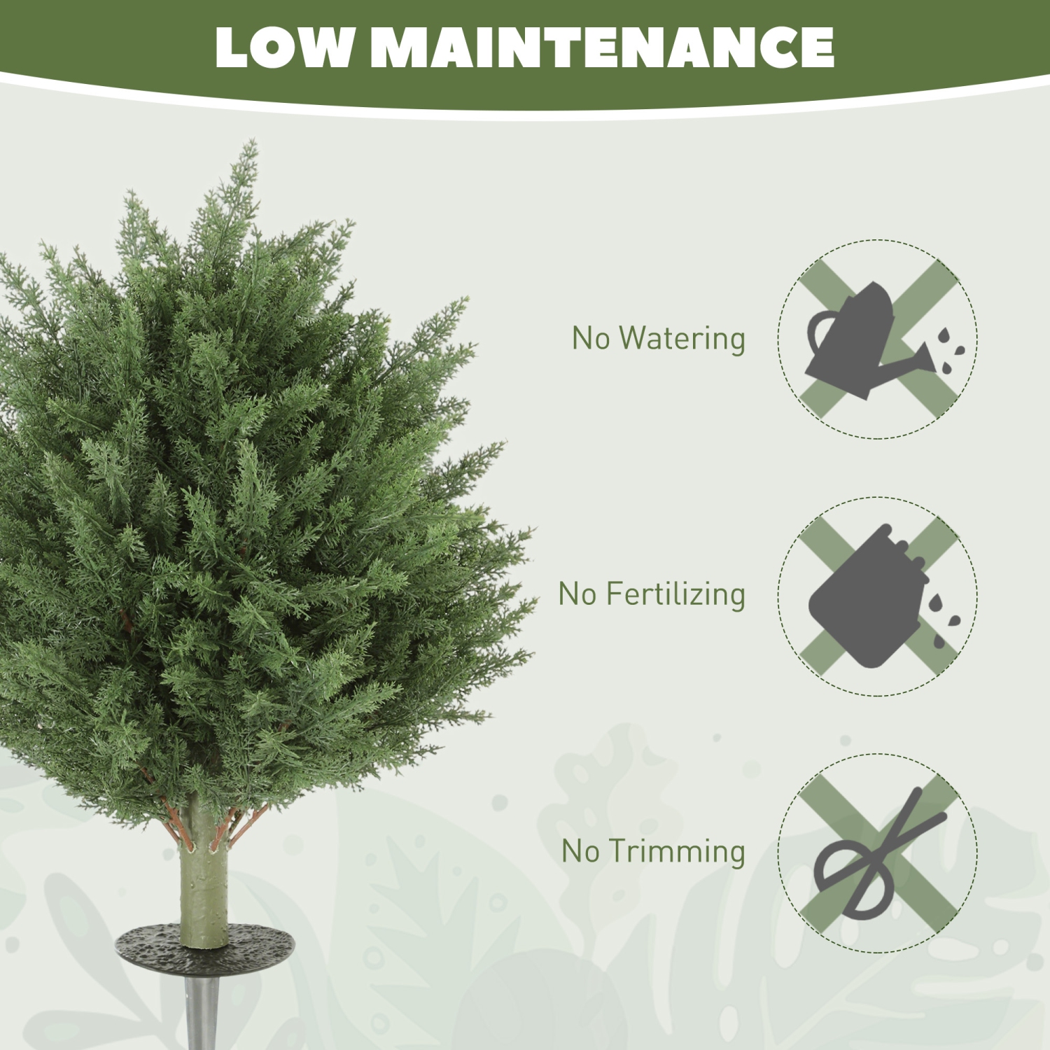 HOMCOM 24" Height Artificial Cypress Topiary Trees with Ground Stake, Set of 2 Artificial Plants, Fake Plants for Indoor Outdoor Front Porch Home