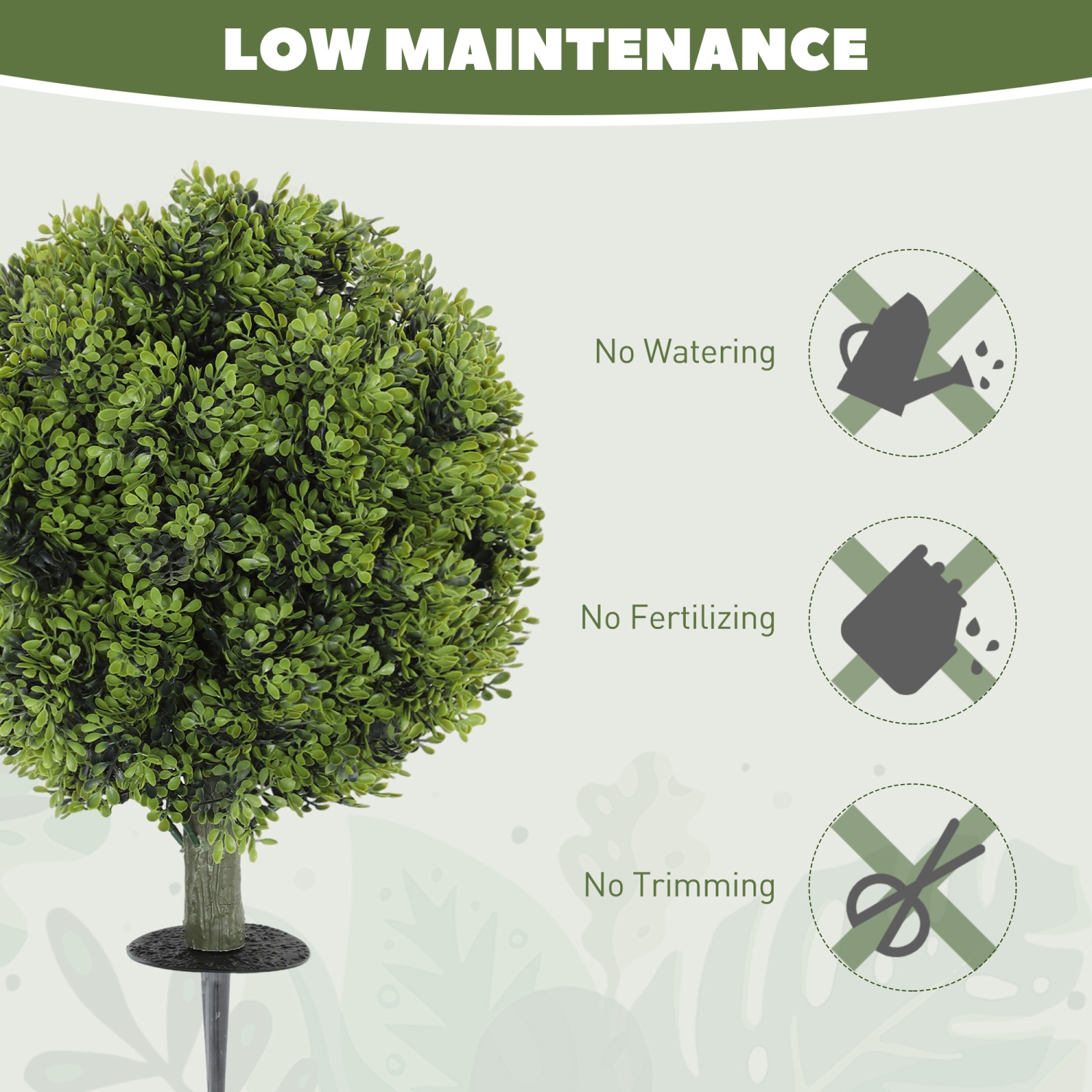 Buis artificiels à boules de buis 21,7" de HOMCOM, ensemble de 2 avec piquet intégré, buissons d'extérieur résistant aux UV Plantes de buis pour