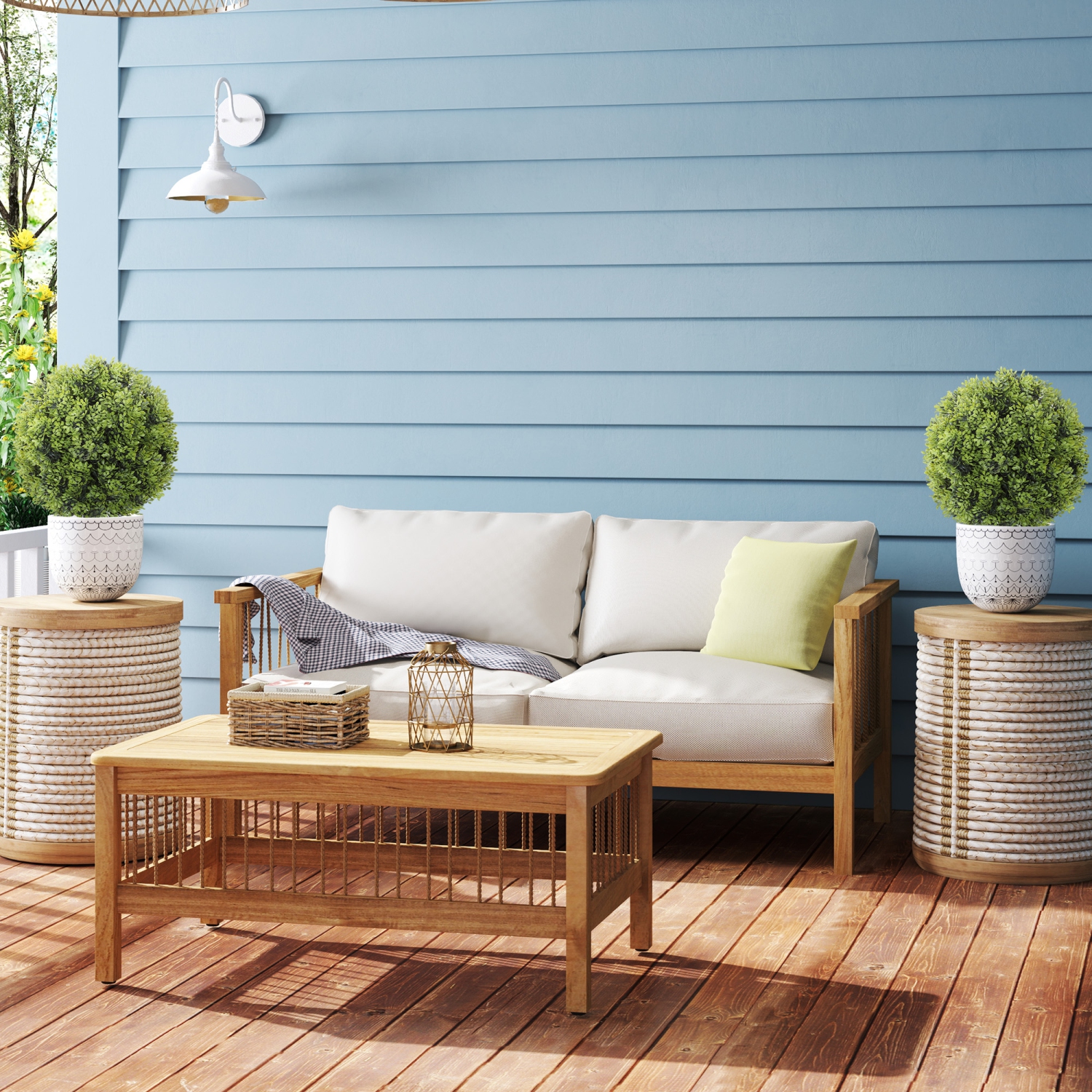 Buis artificiels à boules de buis 21,7" de HOMCOM, ensemble de 2 avec piquet intégré, buissons d'extérieur résistant aux UV Plantes de buis pour