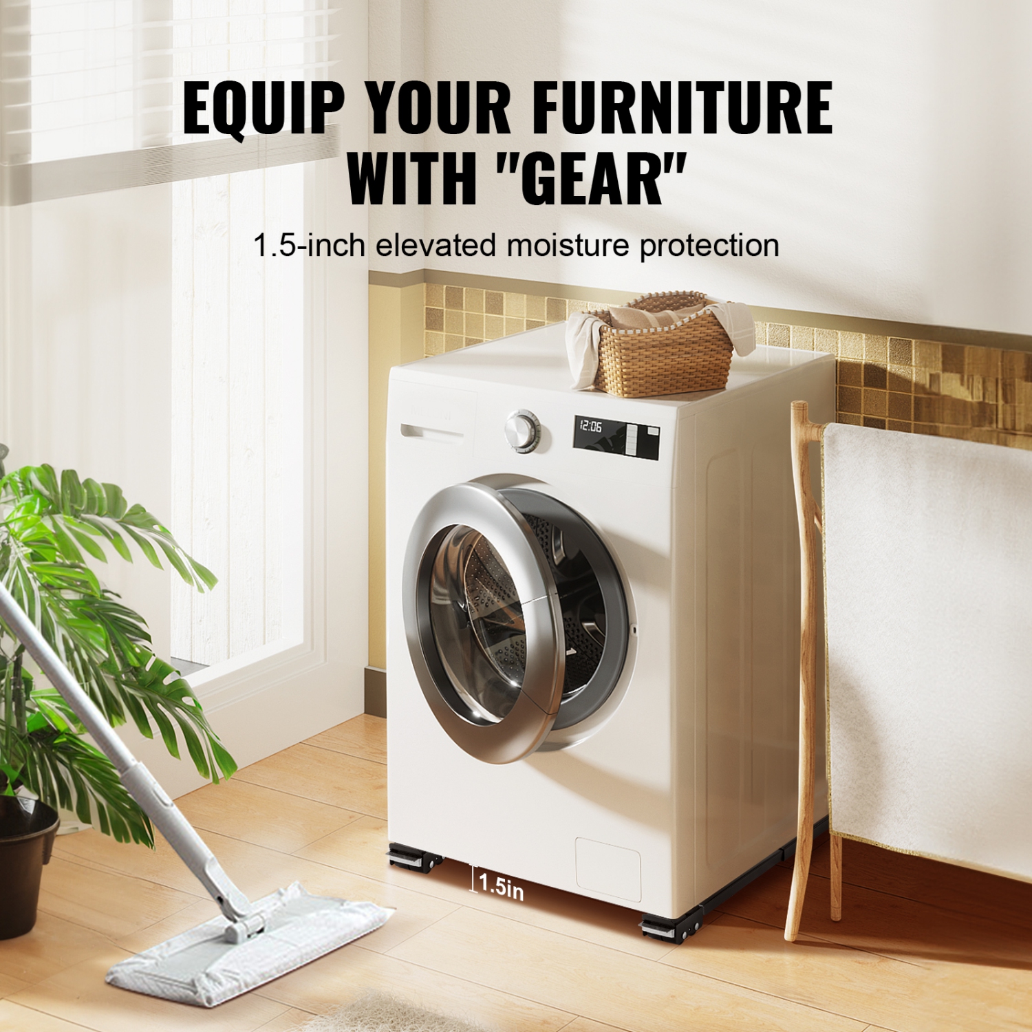 Pions robustes VEVOR pour électroménagers, capacité 660 lb, base mobile réglable pour laveuses, support de réfrigérateur, chariot roulant pour