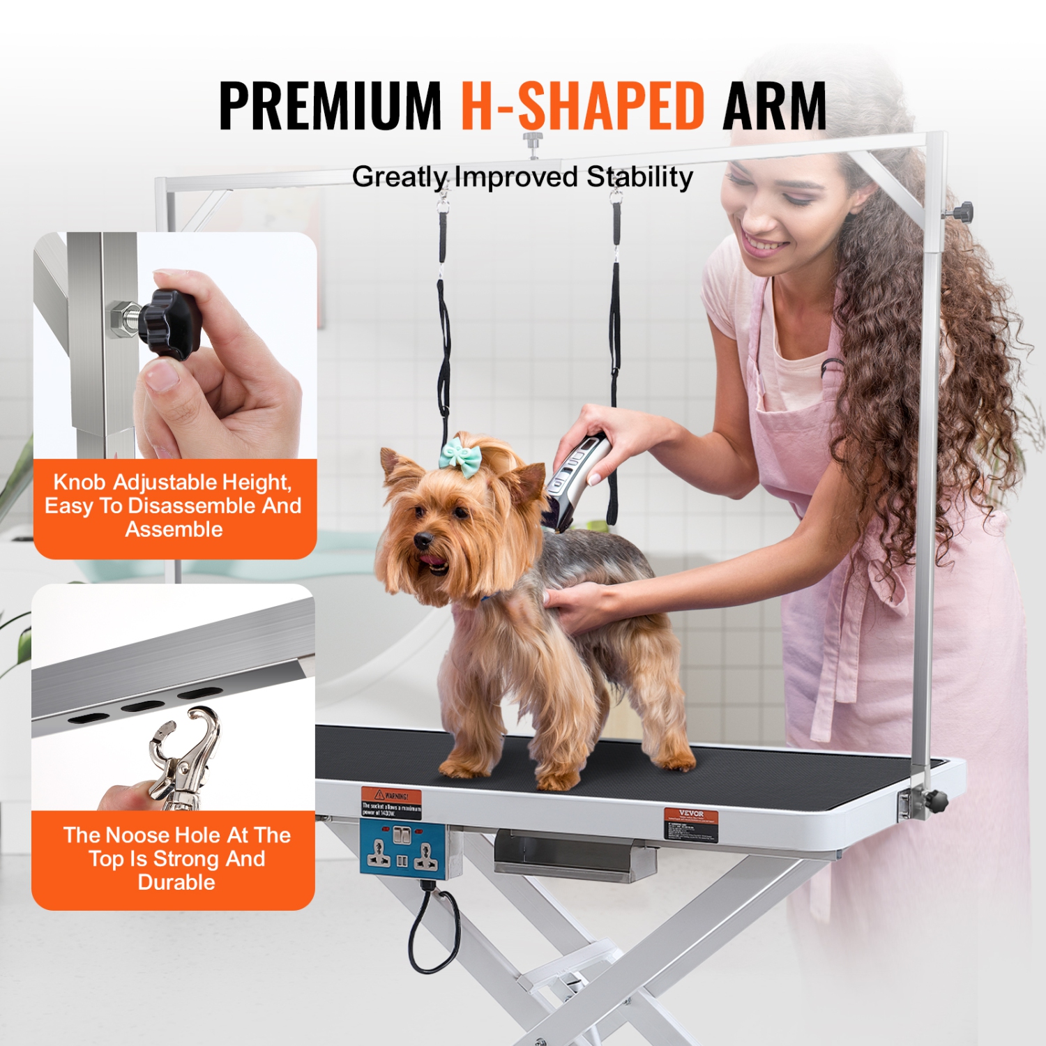 VEVOR 50" Electric Pet Grooming Table, Heavy Duty Dog Grooming Arm for Large Dogs, Height Adjustable Dog Grooming Station,Anti Slip Tabletop/Dog