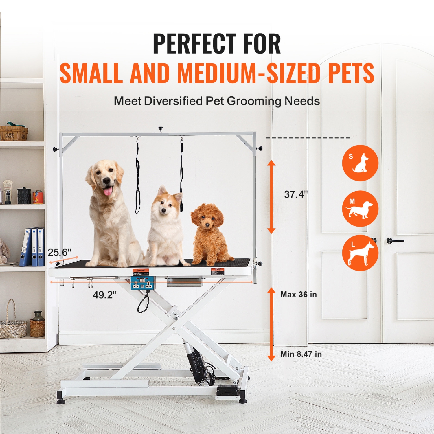 VEVOR 50" Electric Pet Grooming Table, Heavy Duty Dog Grooming Arm for Large Dogs, Height Adjustable Dog Grooming Station,Anti Slip Tabletop/Dog