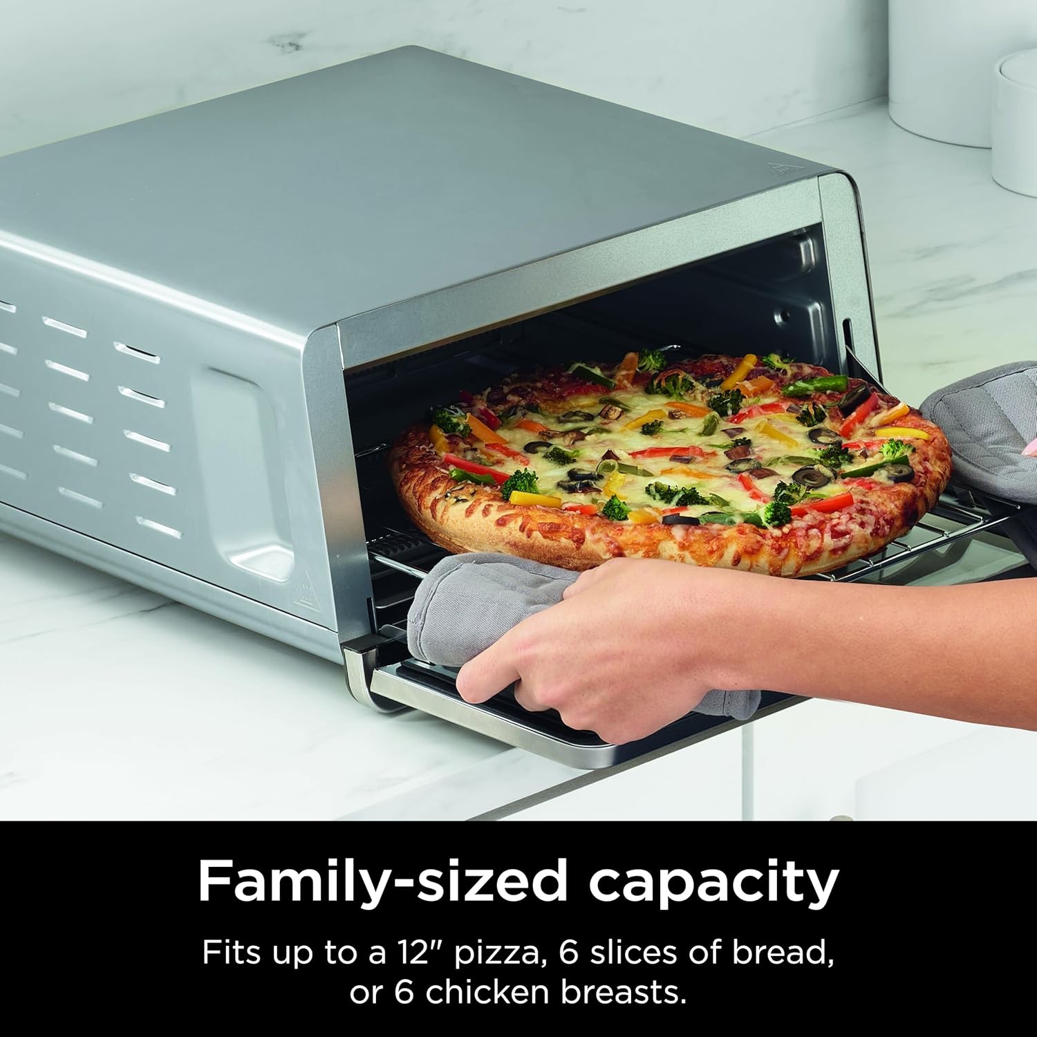 Refurbished - Ninja Flip Toaster Oven&Air Fryer, 8-in-1 Functionality, Flip Up&Away Capability for Storage Space, LargeCapacity, 1800 watts, SP151