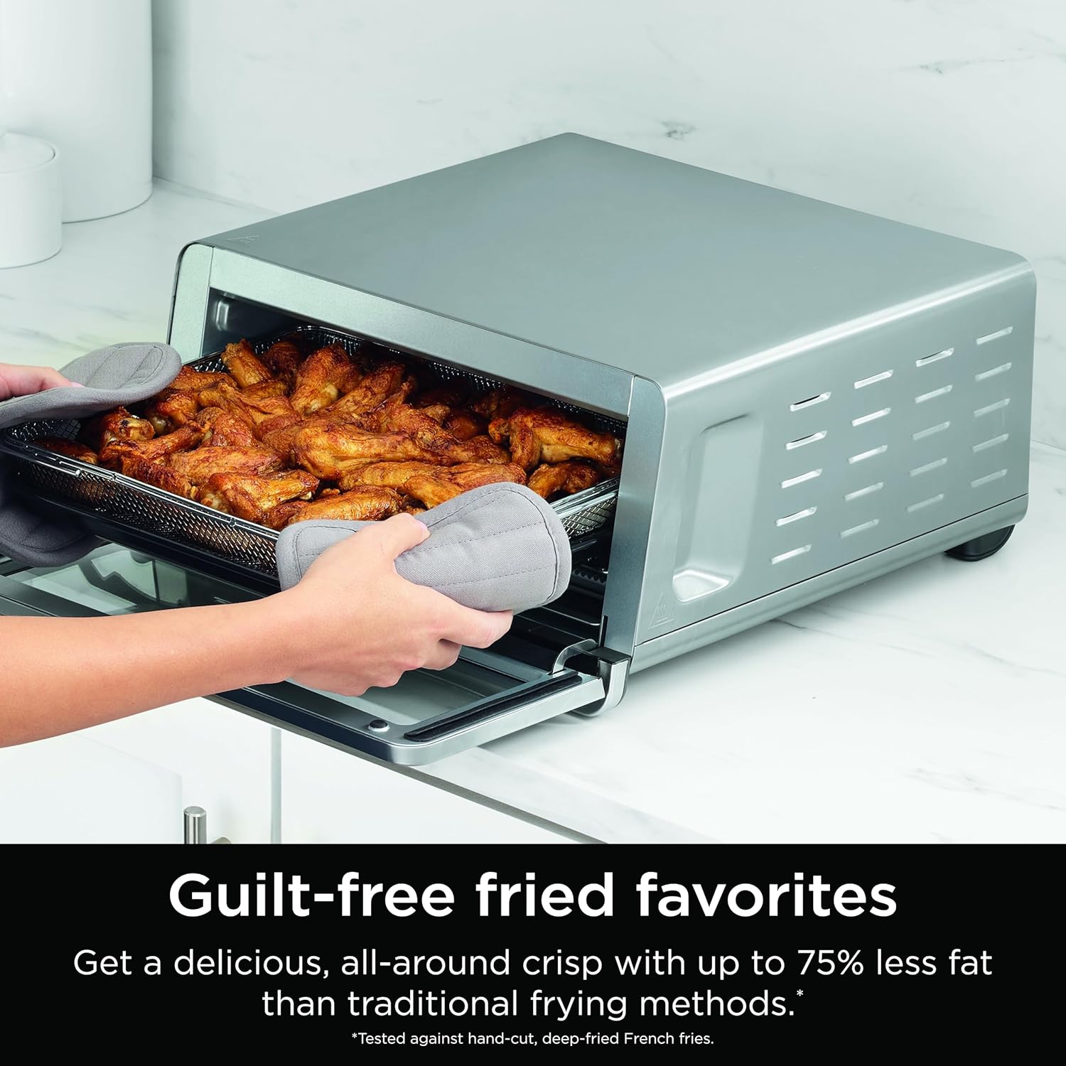 Refurbished - Ninja Flip Toaster Oven&Air Fryer, 8-in-1 Functionality, Flip Up&Away Capability for Storage Space, LargeCapacity, 1800 watts, SP151