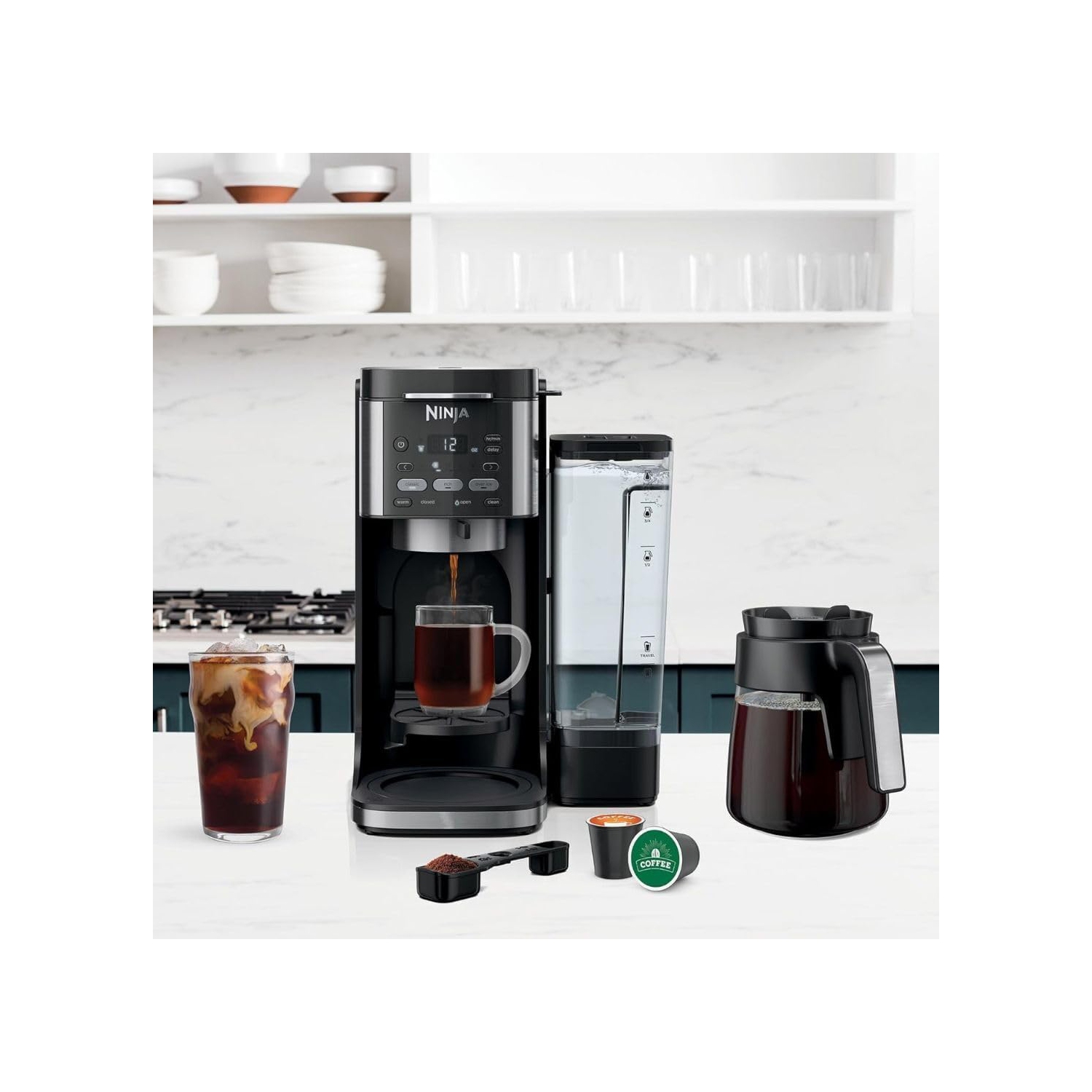 Refurbished - Ninja CFP105 DualBrew Hot & Iced Coffee Maker, Compatible with K-Cups & 14-Cup Drip Coffee Maker, Single-Serve, Black