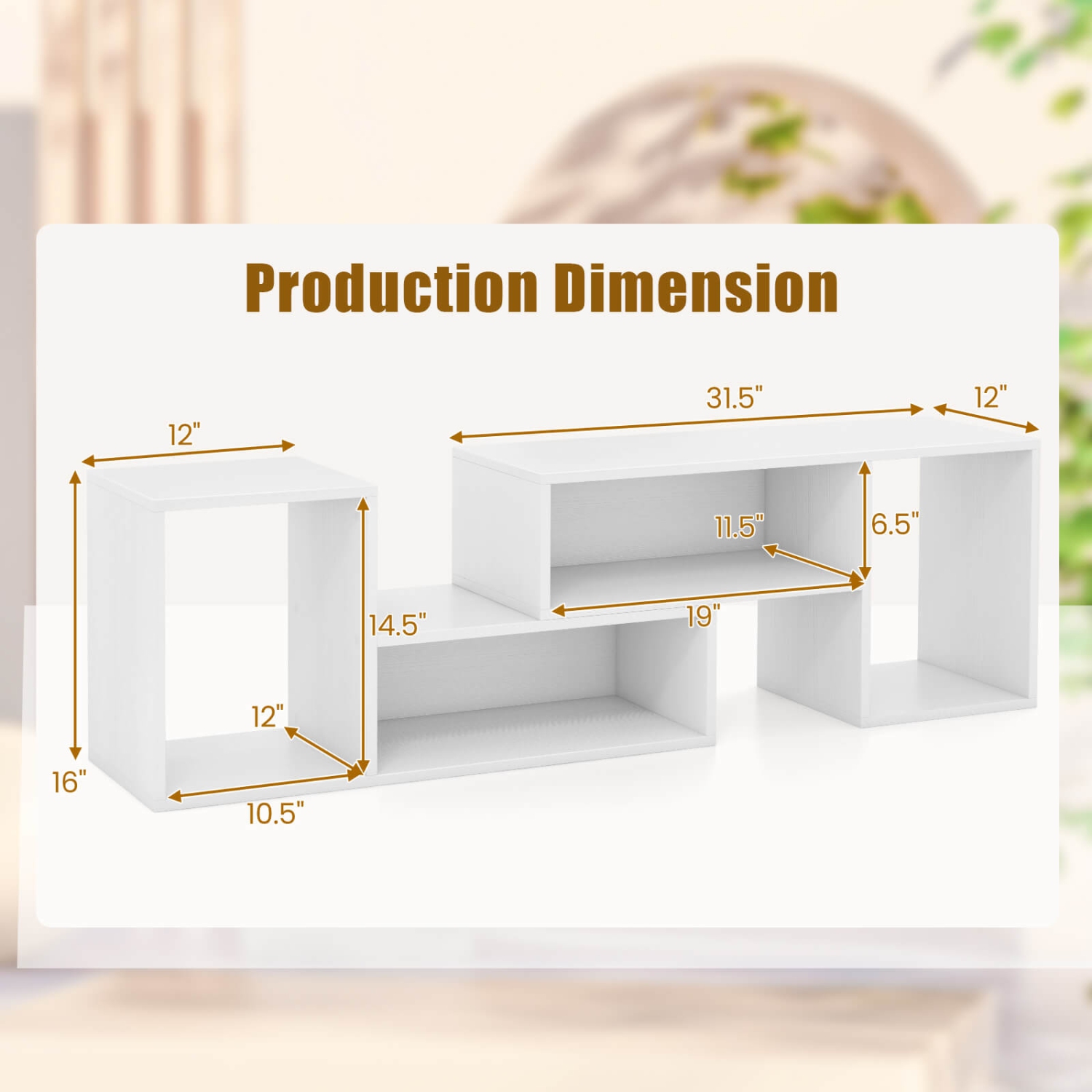 Costway 2 PCS Adjustable TV Stands with Storage Cubes for TVs up to 55 Inches Cabinets White/Black