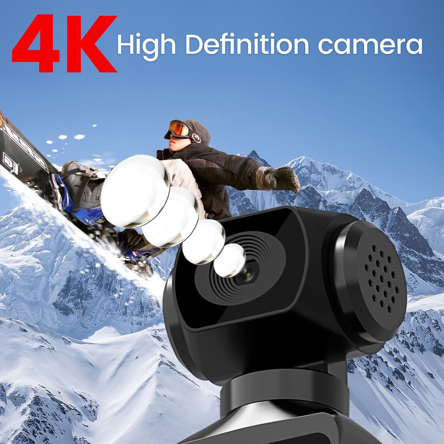 Caméra d'action de poche, caméra vidéo portative 16&nbsp;Mpx 4K 30 ips Wi-Fi, caméra d'action avec écran HD LCD