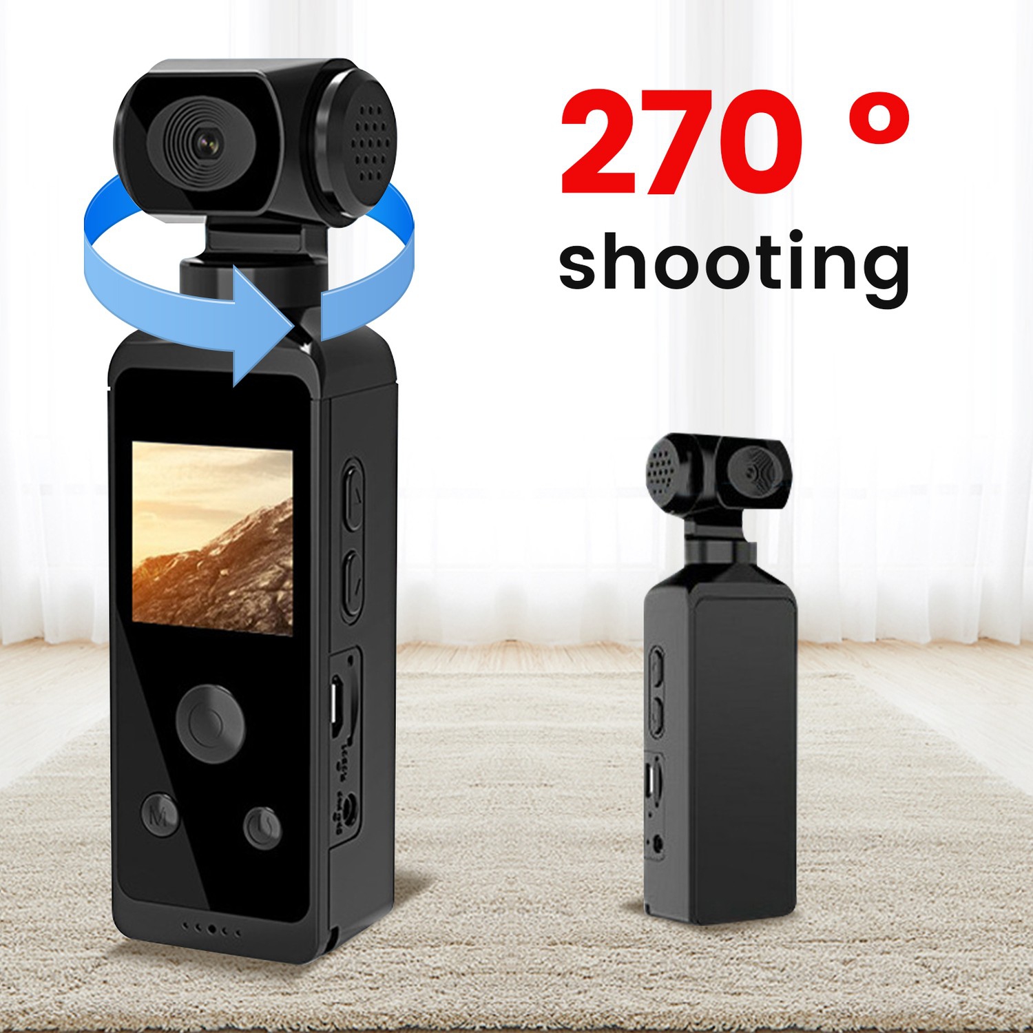 Caméra d'action de poche, caméra vidéo portative 16&nbsp;Mpx 4K 30 ips Wi-Fi, caméra d'action avec écran HD LCD