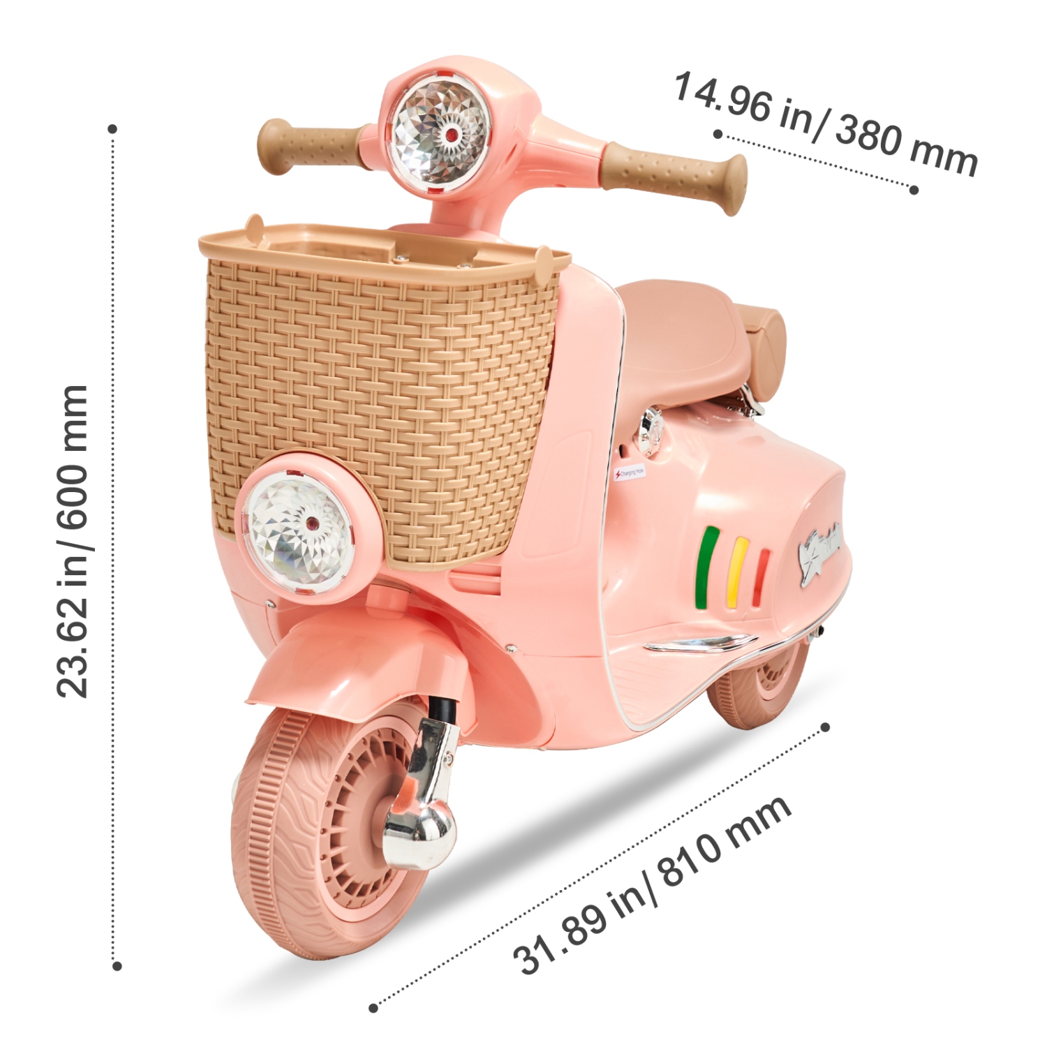 VEVOR Kids Ride On Motorcycle, 12V Battery Powered Electric Motorcycle Trike with Speed Up to 2mph, Headlight, LED Light, Music,3 Wheel Ride on Toys