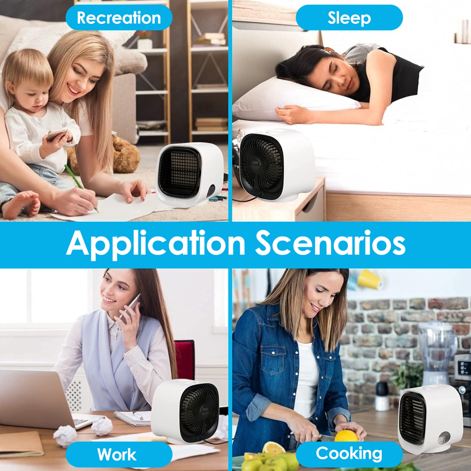 Ventilateur refroidisseur d'air USB Mini Climatiseur portatif Ventilateur de bureau Refroidisseur personnel Ventilateur de lit