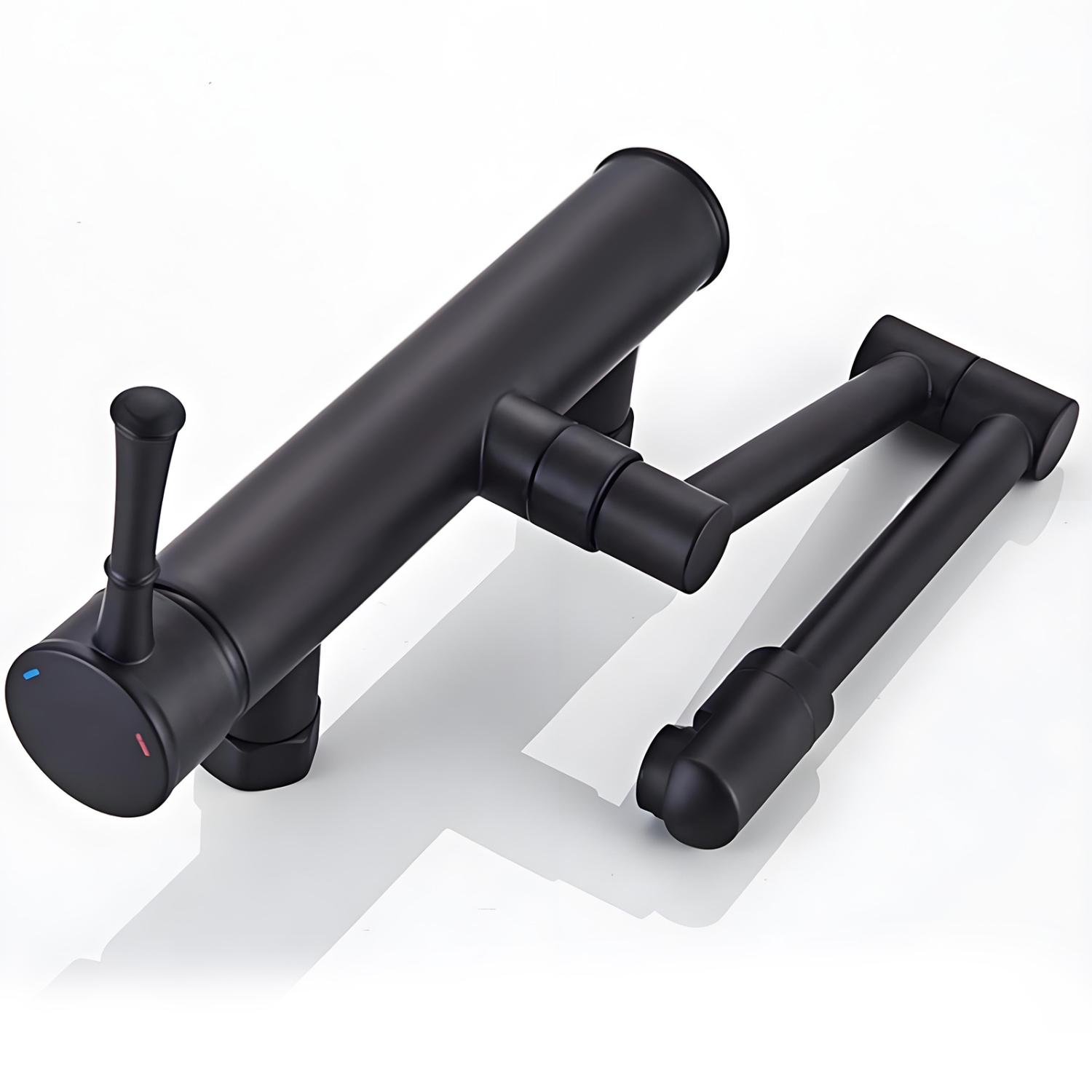 Robinet de cuisine mural noir, télescopique pliable, robinet mural noir, montage mural en laiton