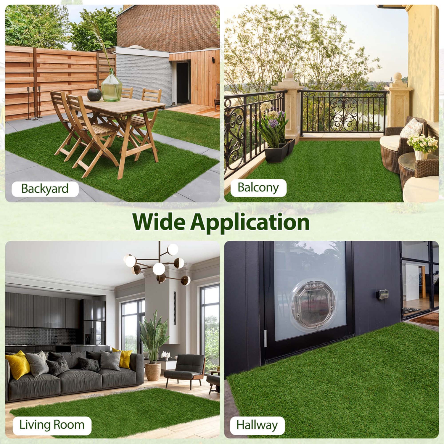 Costway 4 x 6/5 x 8/6 x 10 FT Artificial Grass Turf with Drainage Holes Nonslip Bottom 60 OZ Heavy